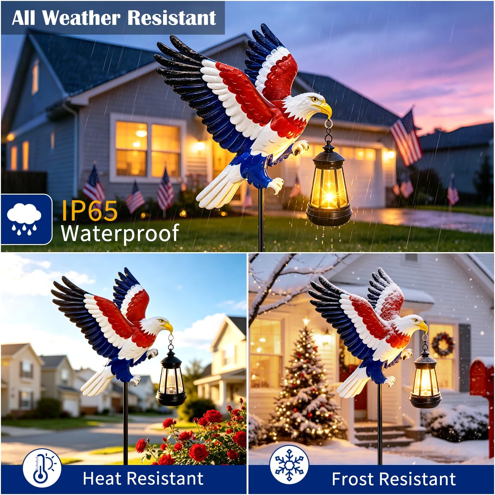 USA 250th Anniversary Solar Eagle Garden Stake Lights, 4th of July Decoration…