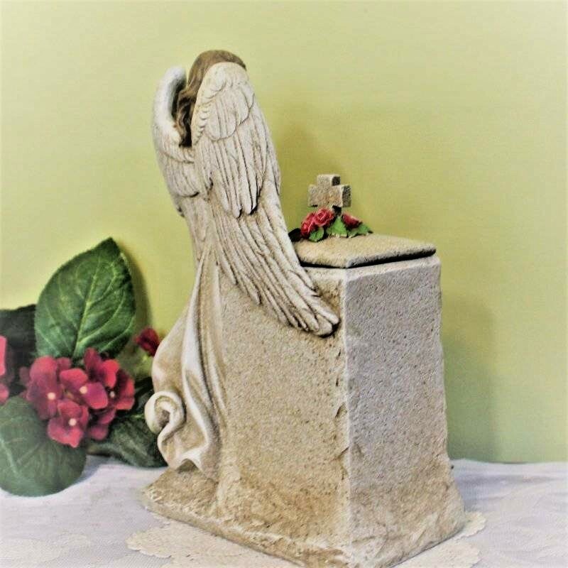 Praying Angel Memorial Urn Keepsake Box Pet Person Cat Dog 12 inch Resin