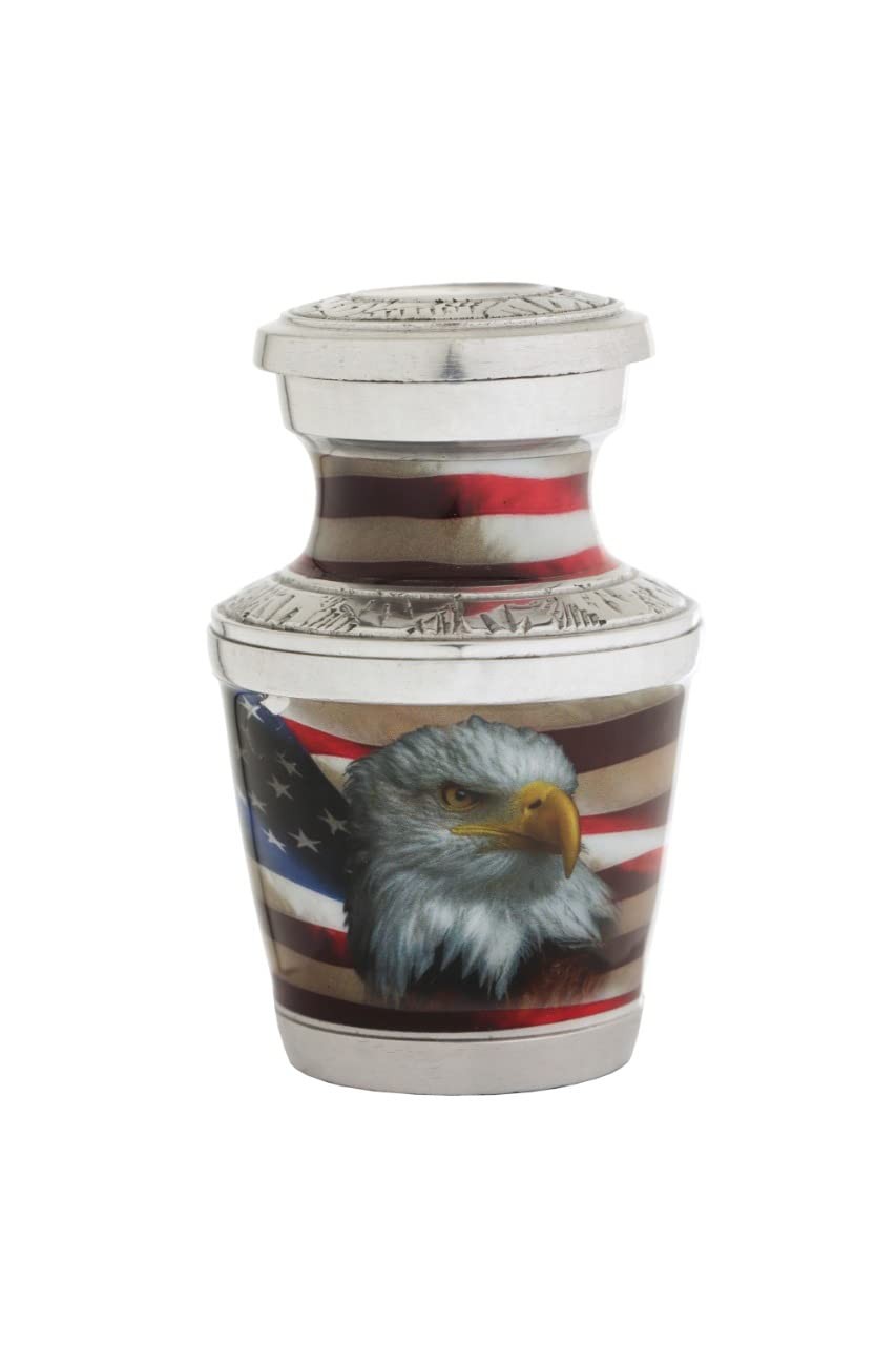 Small Urns for Human Ashes Aluminium – Set of 4 American Flag Mini