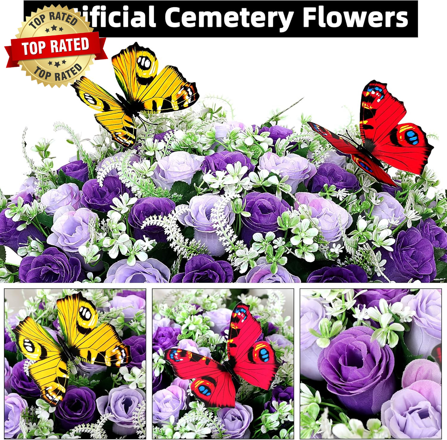 Artificial Cemetery Flowers for Grave Large Headstone Flower Saddle Realistic Gr