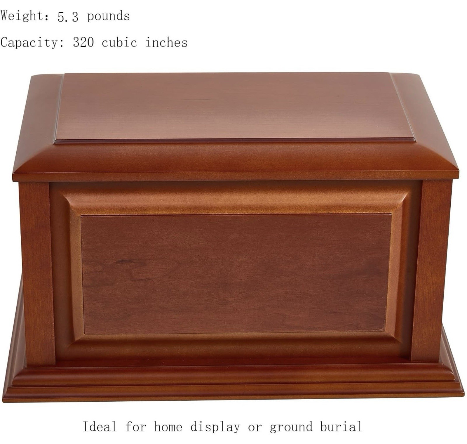 Handcrafted Extra Large Wooden Funeral Cremation Urn Box for Up To 300lb