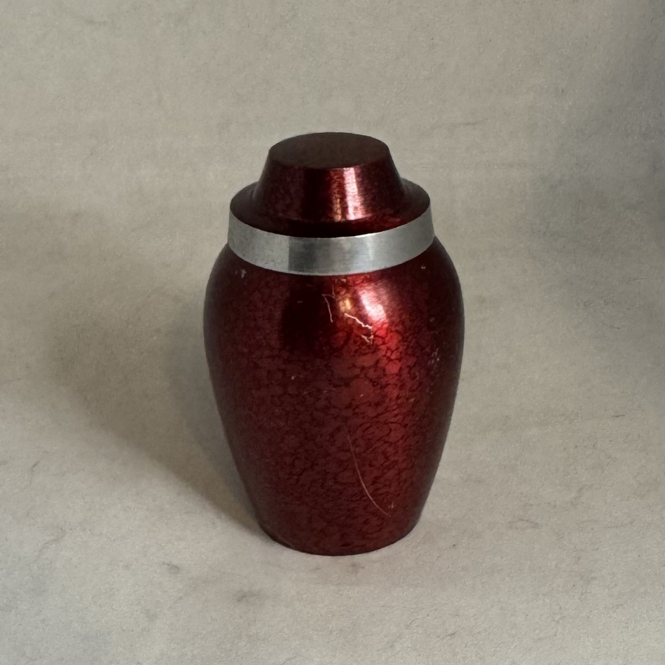 Mini Cremation Urn Elegante Brass Red Silver Tone Human Pet Cremated Remains