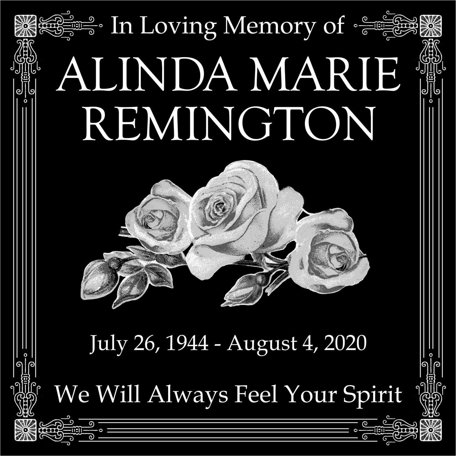 Custom Made Personalized Memorial Plaque 12×12 Inch Engraved Black Granite Dedic