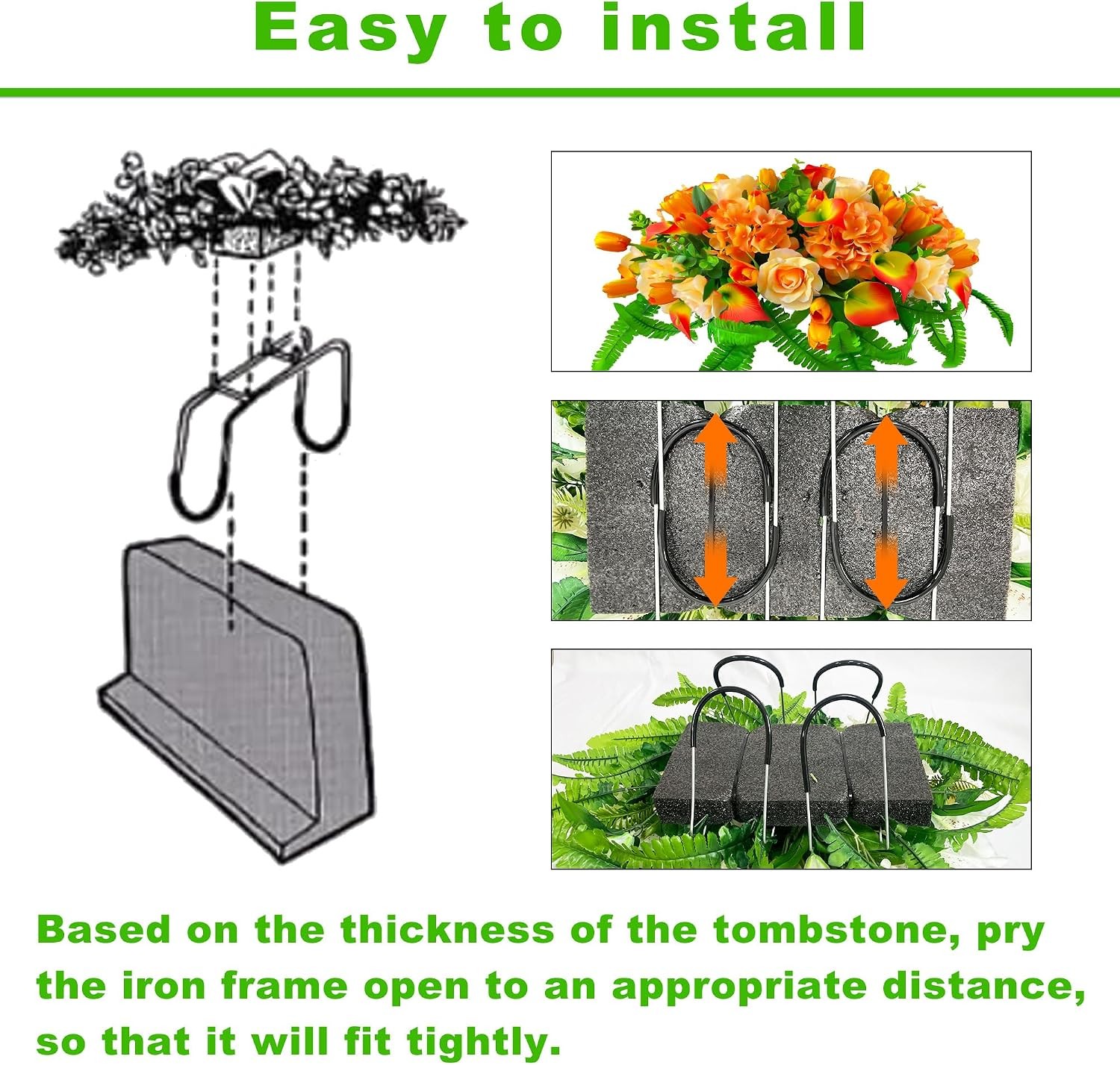 Artificial Cemetery Flowers – Outdoor Grave Saddle for Headstone Decorations