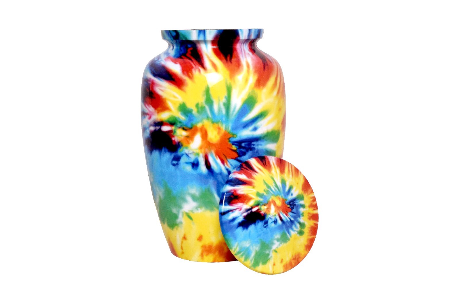 Rainbow Tie Dye Cremation Urn for Human Ashes Adult Metal Funeral Urn 200 lBS