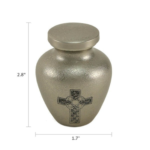 New, Solid Brass Celtic Cross Keepsake Funeral Cremation Urn, 5 Cubic Inches