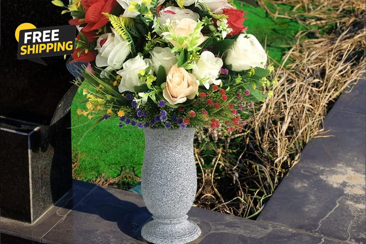 Cemetery Grave Vase with Ground Spike Flower Foam Memorial Grave Decoration