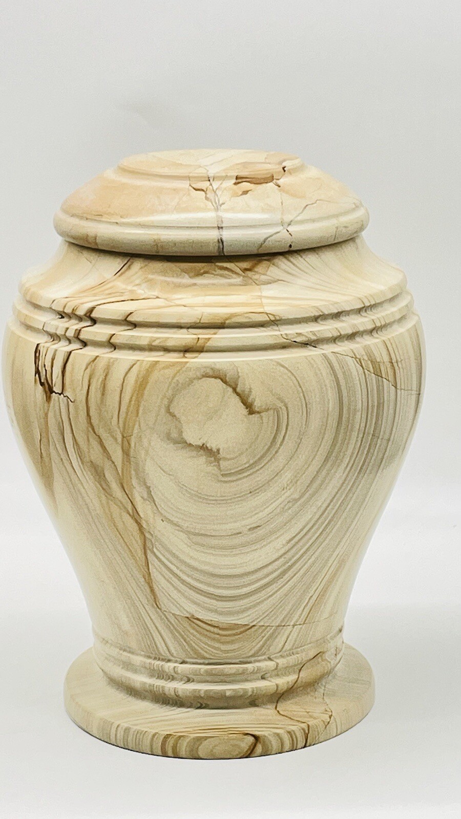Pedestal Carved Marble Urn~Adult Funeral Cremation Teak Veining Urn 12.14 Pounds