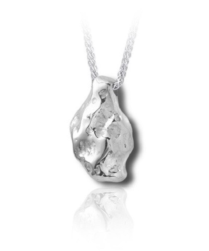 Sterling Silver Nugget Funeral Cremation Urn Pendant for Ashes w/Chain