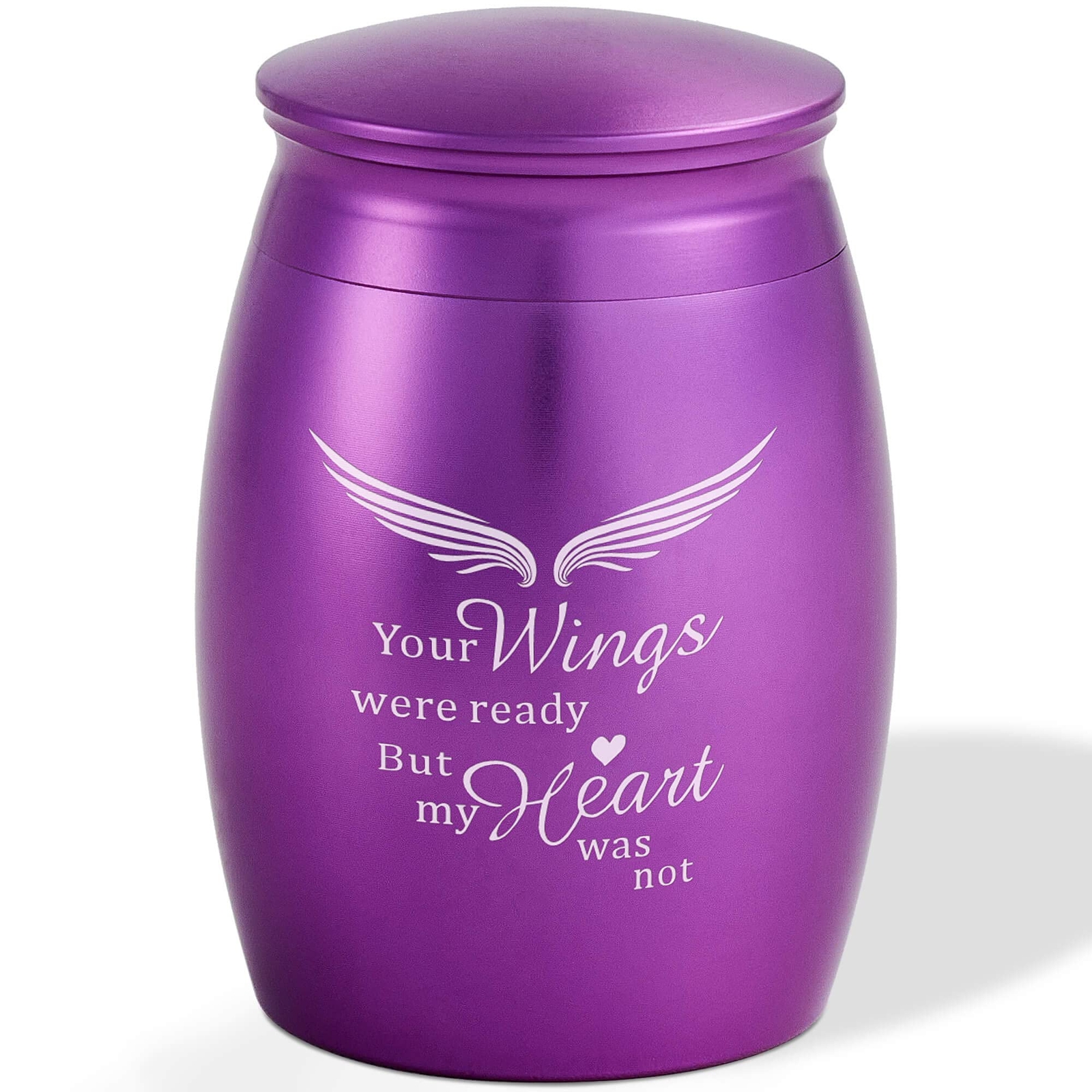 Mini Purple Keepsake Urn with Angel Wings – Elegant Memorial for Loved Ones