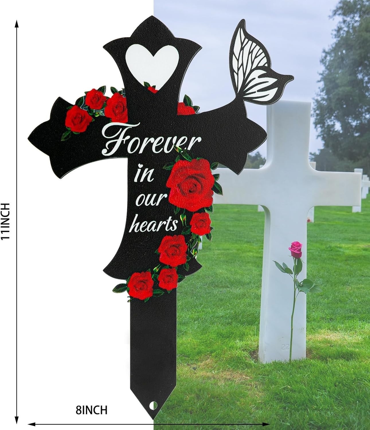 Cross Grave Markers 4Pcs Cemetery Decorations