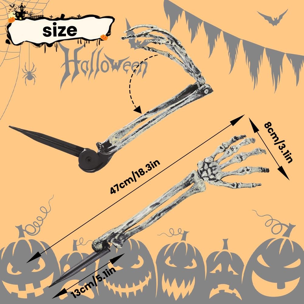 10 PCS Halloween Skeleton Arms Decoration Realistic Skeleton Hands for Garden…