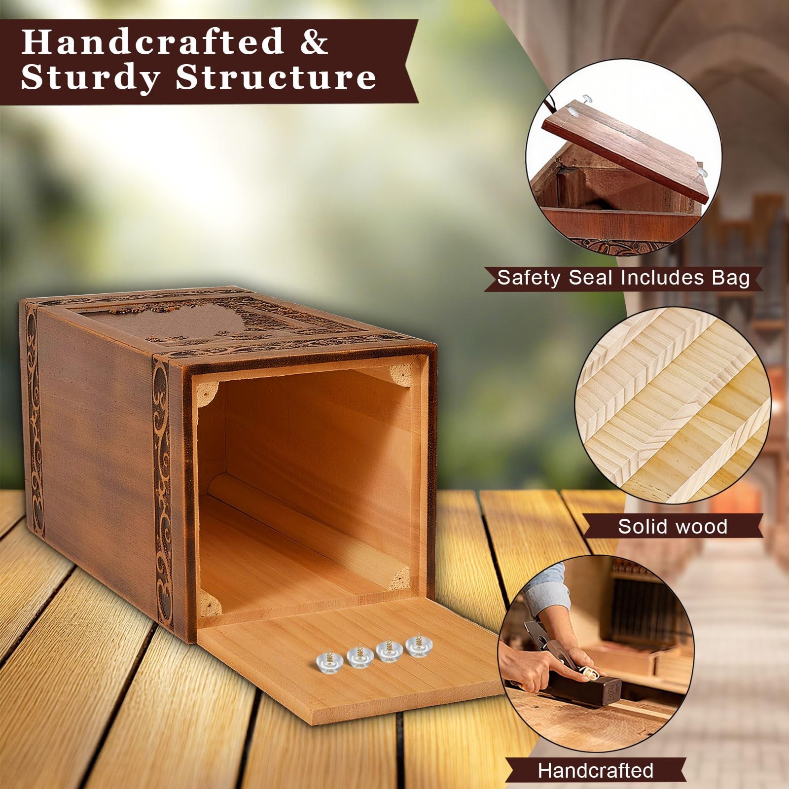 DBIGQ Wooden Urn for Ashes Adult Male Female,Decorative Burial Funeral Memorial