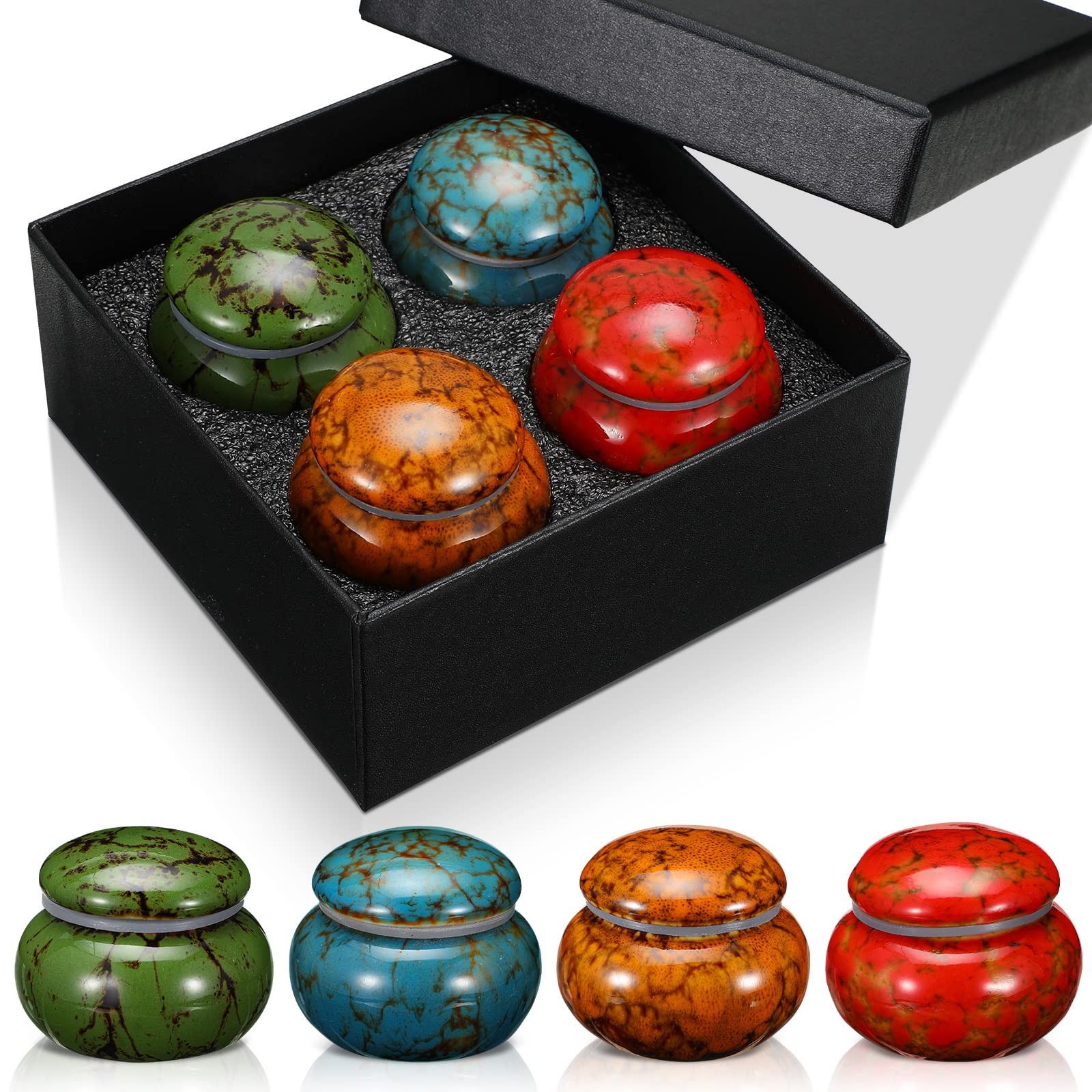 Small Urns for Human Ashes Set of 4 – 1.2 Cubic Inches, 1.6″ High, 2″ Diameter