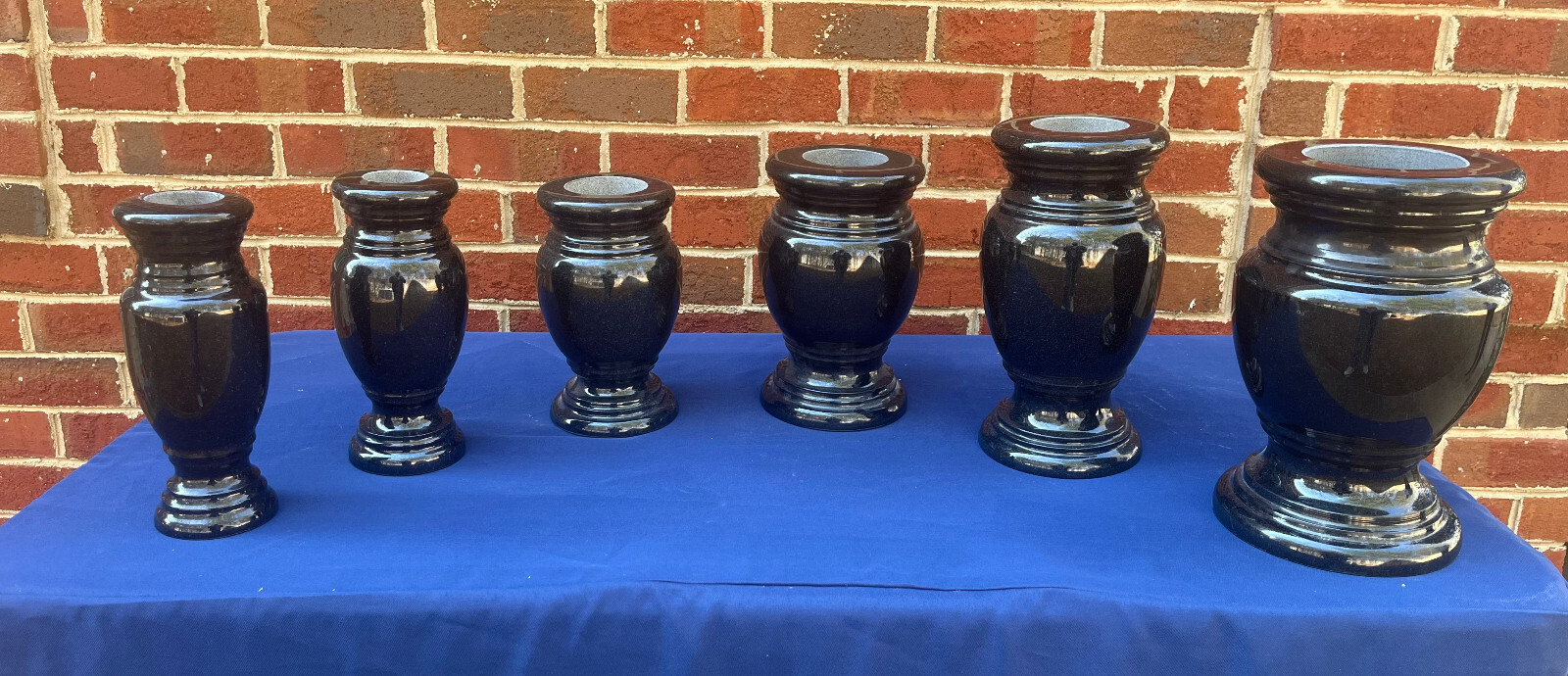 Turned Round Granite Memorial Vase Black 7.5″ x 12″ polished