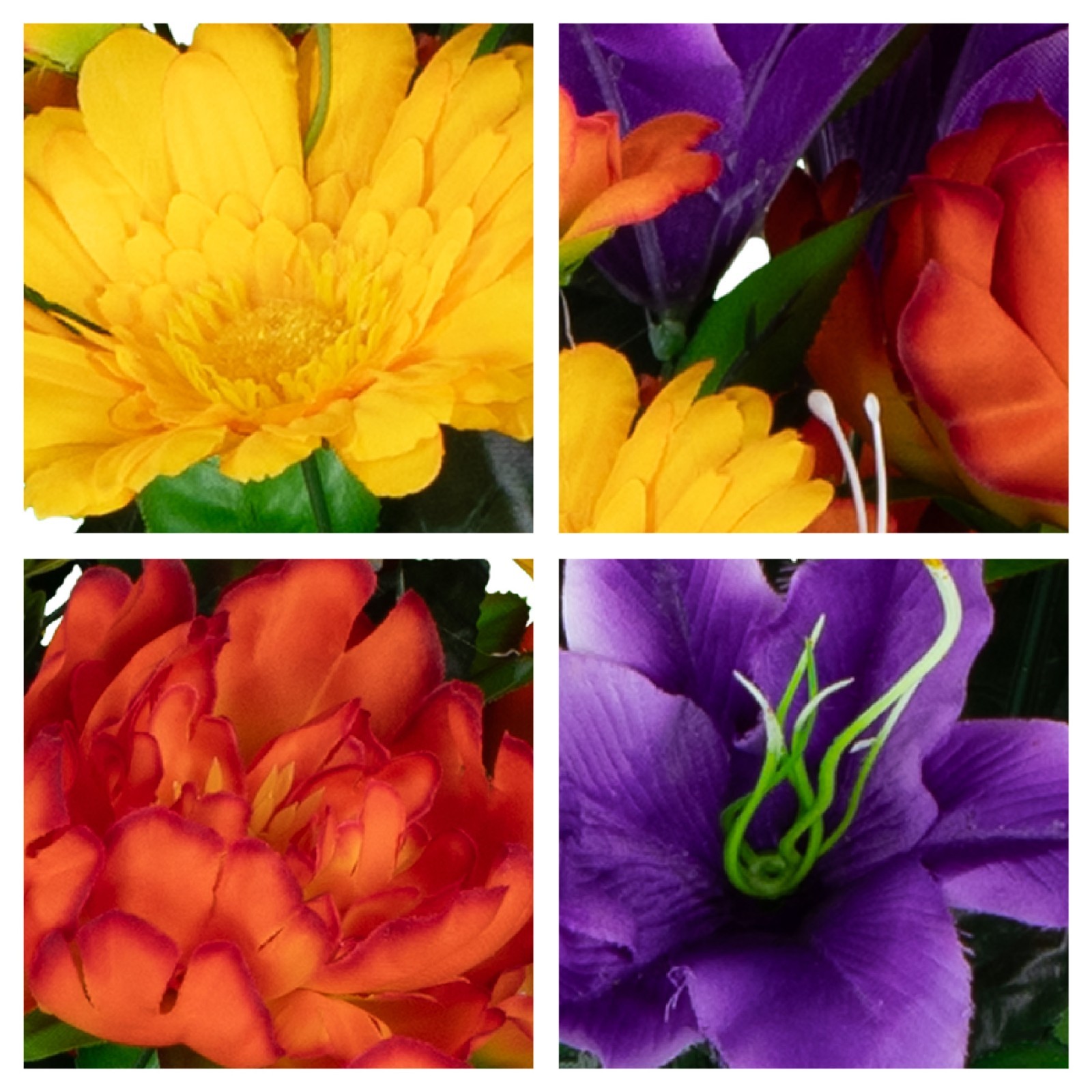 Artificial Orange Peonies, Purple Lilies, and Yellow Daisies Saddle & 2 Bouquets