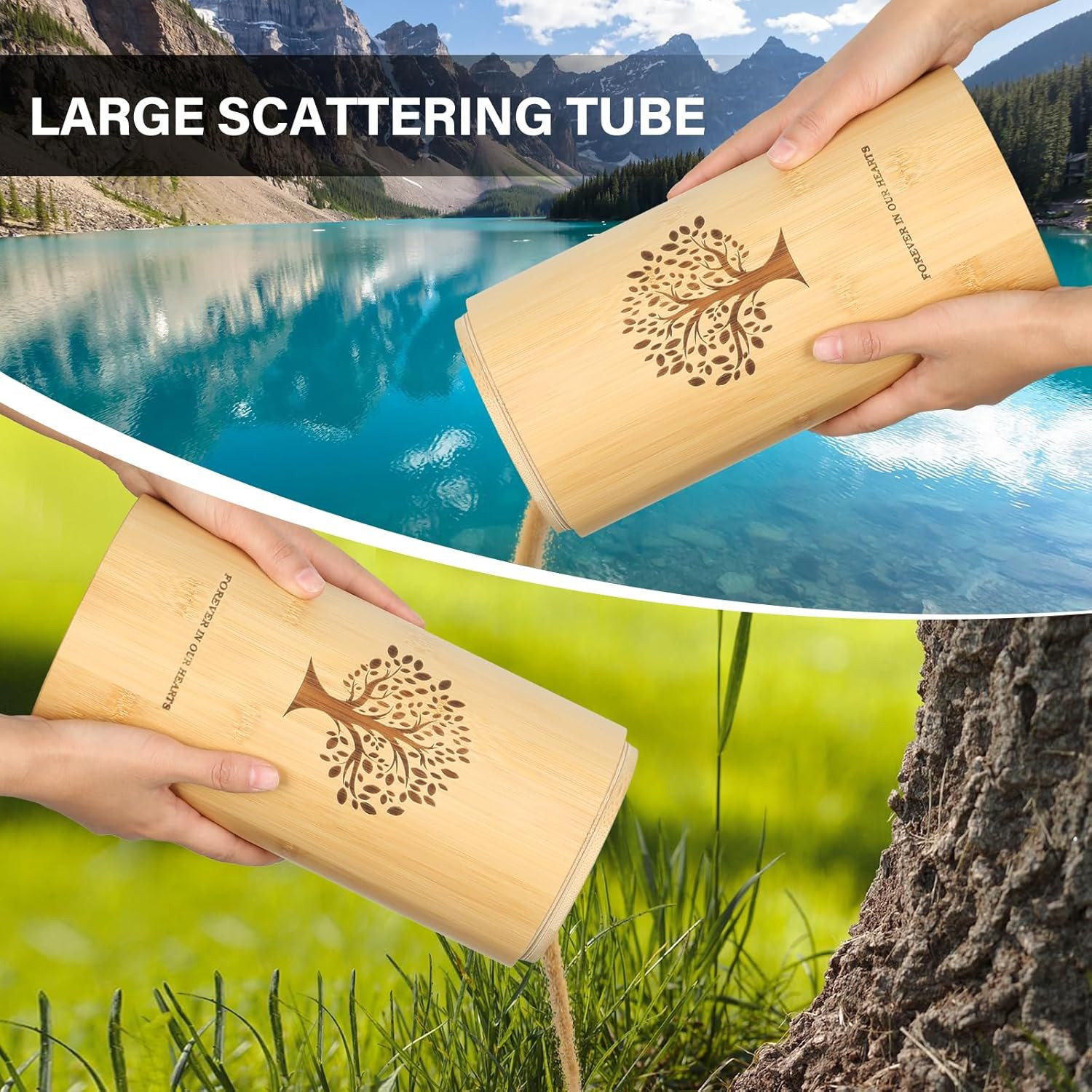 Large Urns for Human Ashes with Screw on Lid,Bamboo Cremation Urns for Ashes Adu