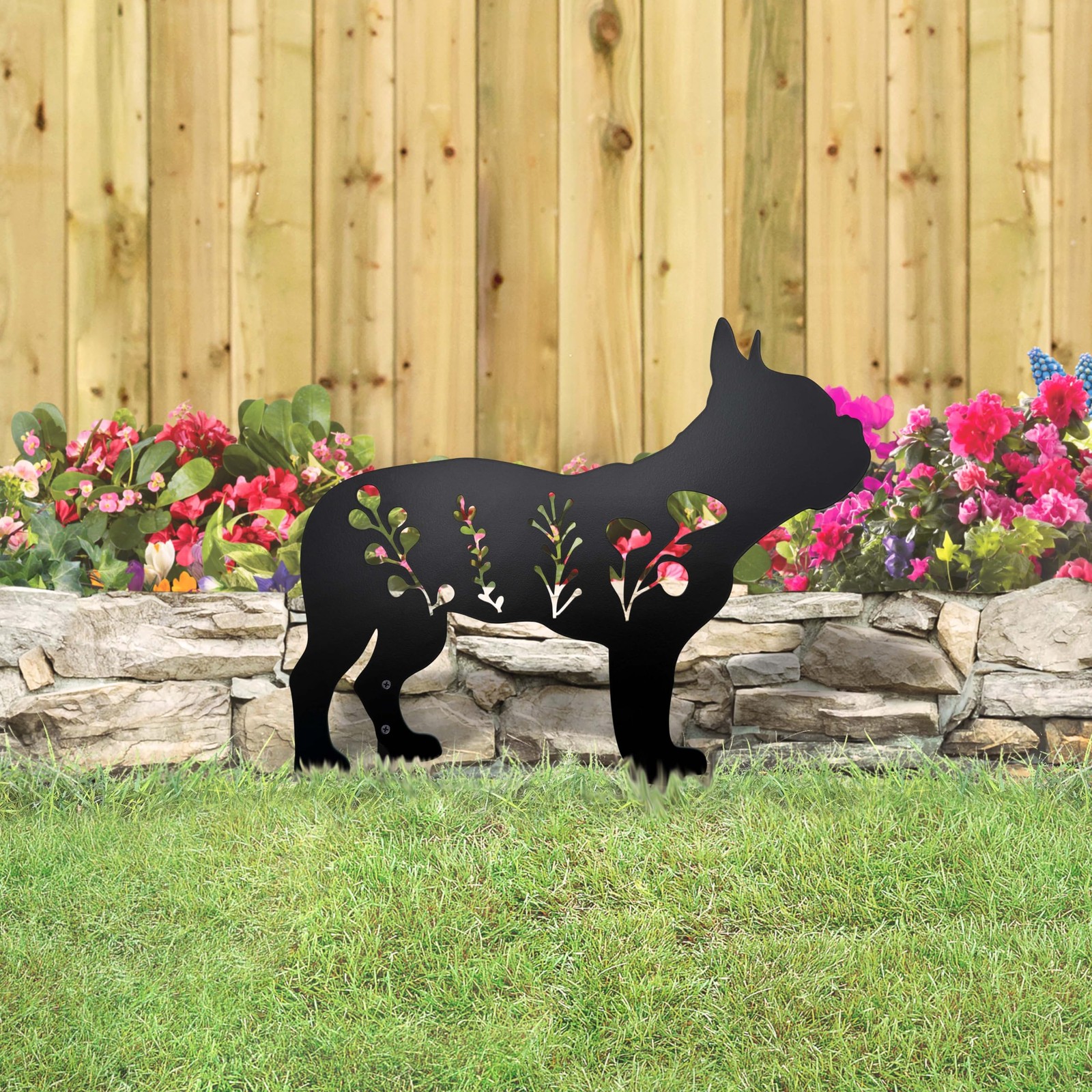Dog Garden Stake – Unique Gift for Dog Lovers, Black Metal Outdoor Decor, Dur…