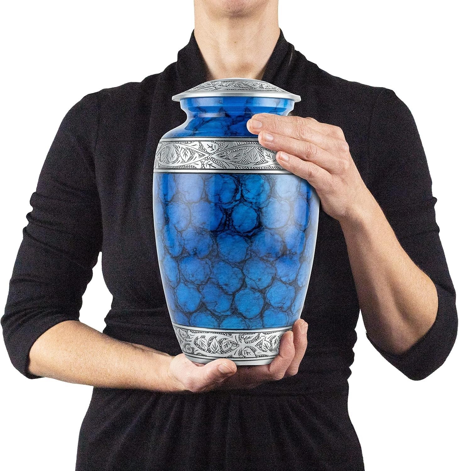 Cremation Urns Set- Large Adult Urn + 4 Small Urns with Satin Lined Keepsake Box