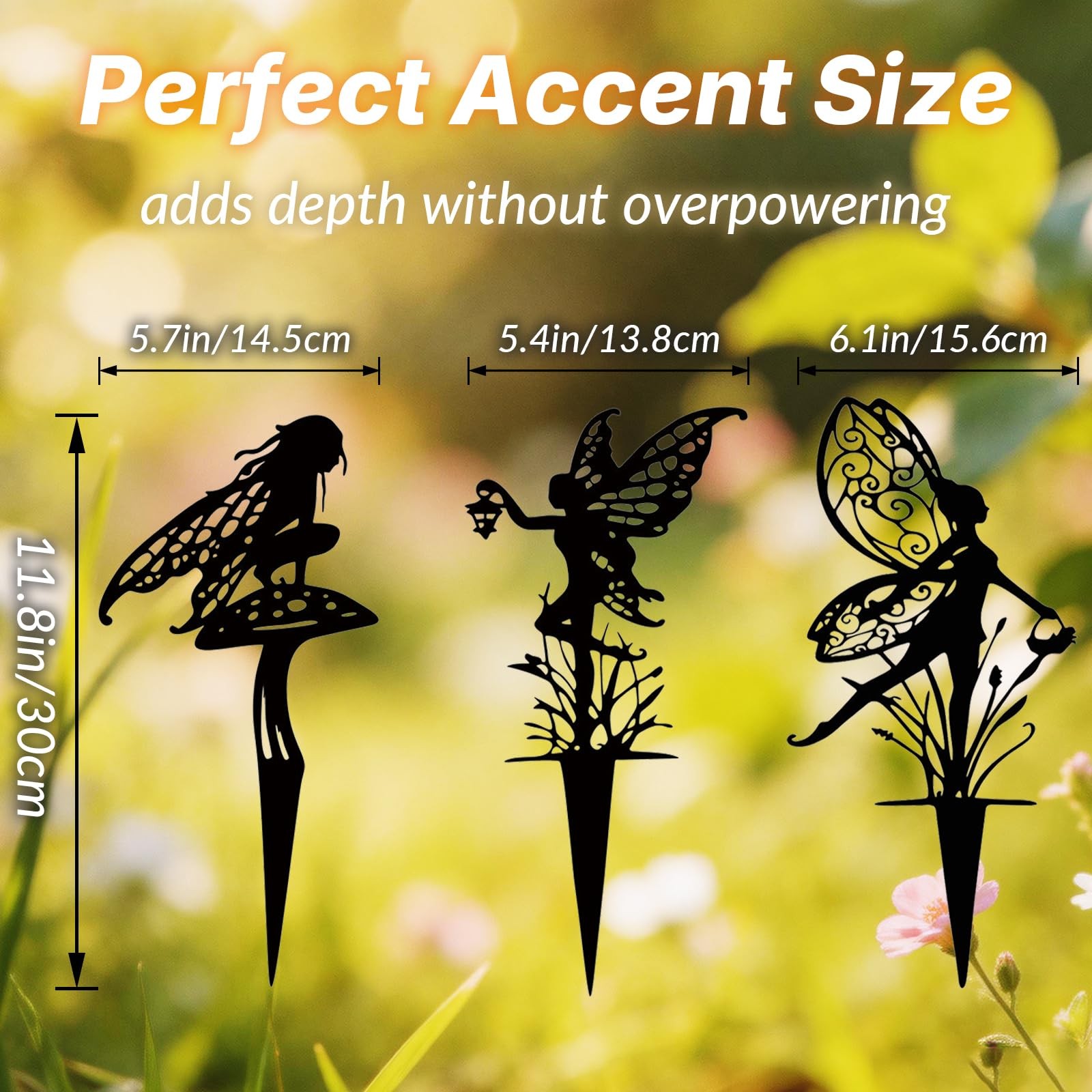 Fairy Garden Stakes, Metal Decorative Garden Stakes, Black Fairy Silhouette Y…
