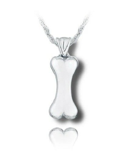 Sterling Silver Dog Bone Funeral Cremation Urn Pendant for Ashes