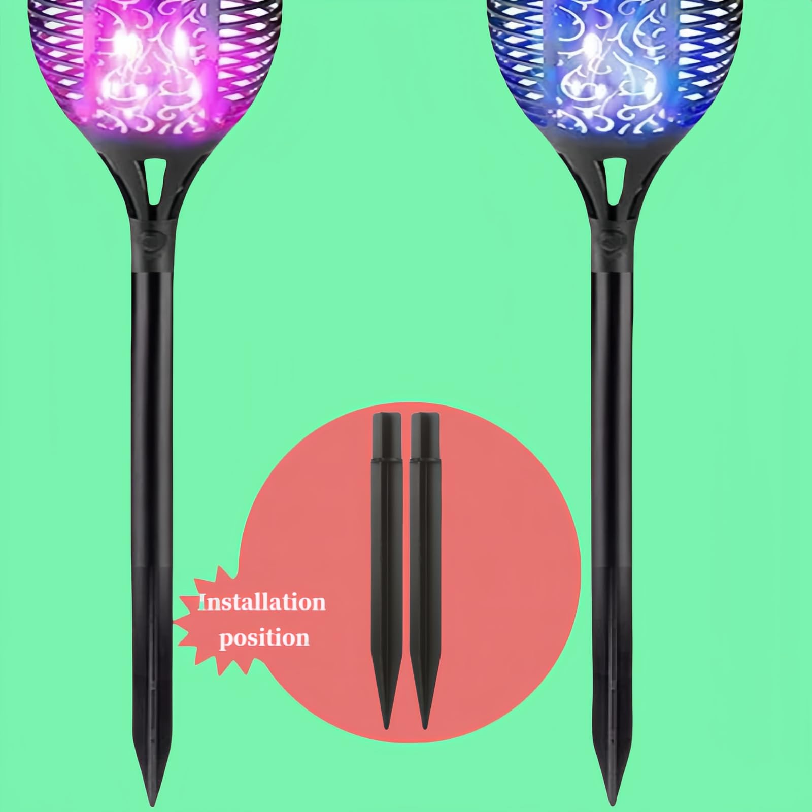 8 Pack Metal Solar Lights Replacement Spike Ground Stake for Garden Landscape