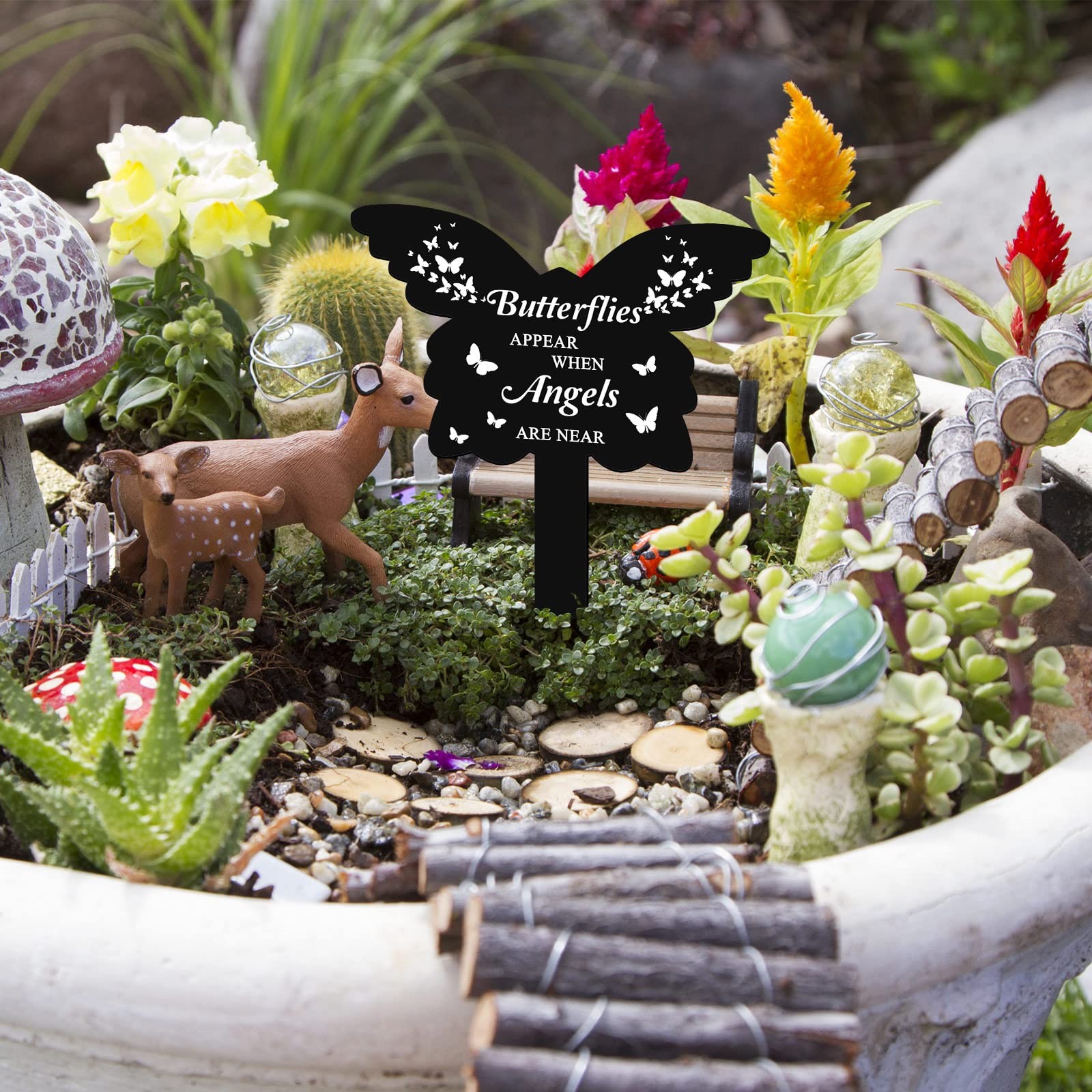 Butterfly Grave Decoration for Cemetery Father’s Day Memorial Gift Grave Marker.