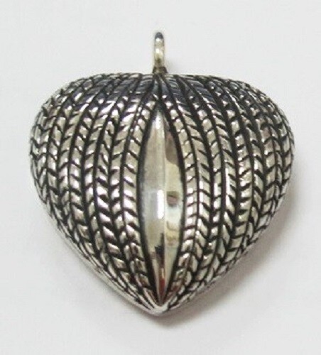 My Heart Sterling Silver Funeral Cremation Urn Pendant w/Chain for Ashes