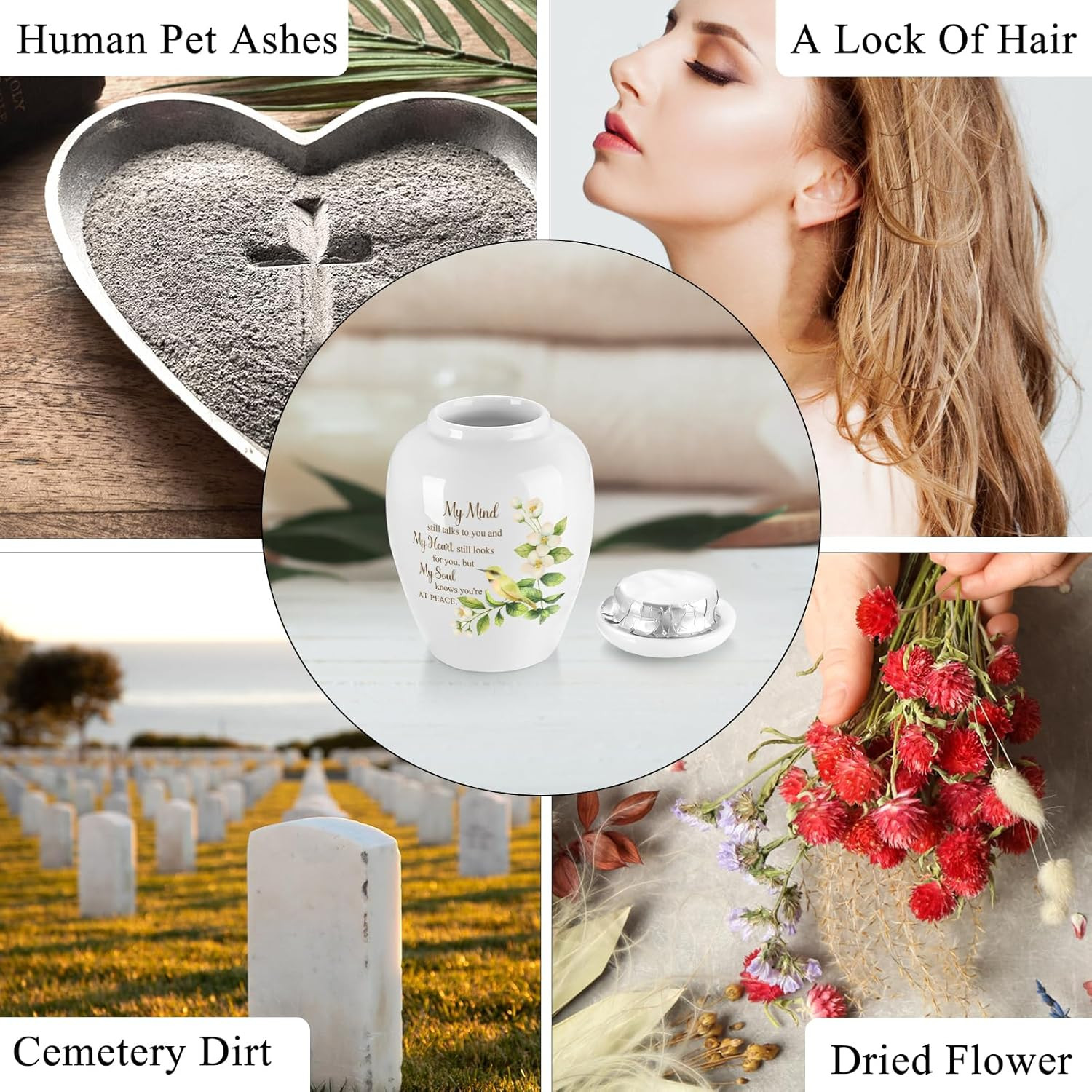 Ceramic Mini Urn for Ashes – 2.8 Inch Elegant Memorial Keepsake Urn