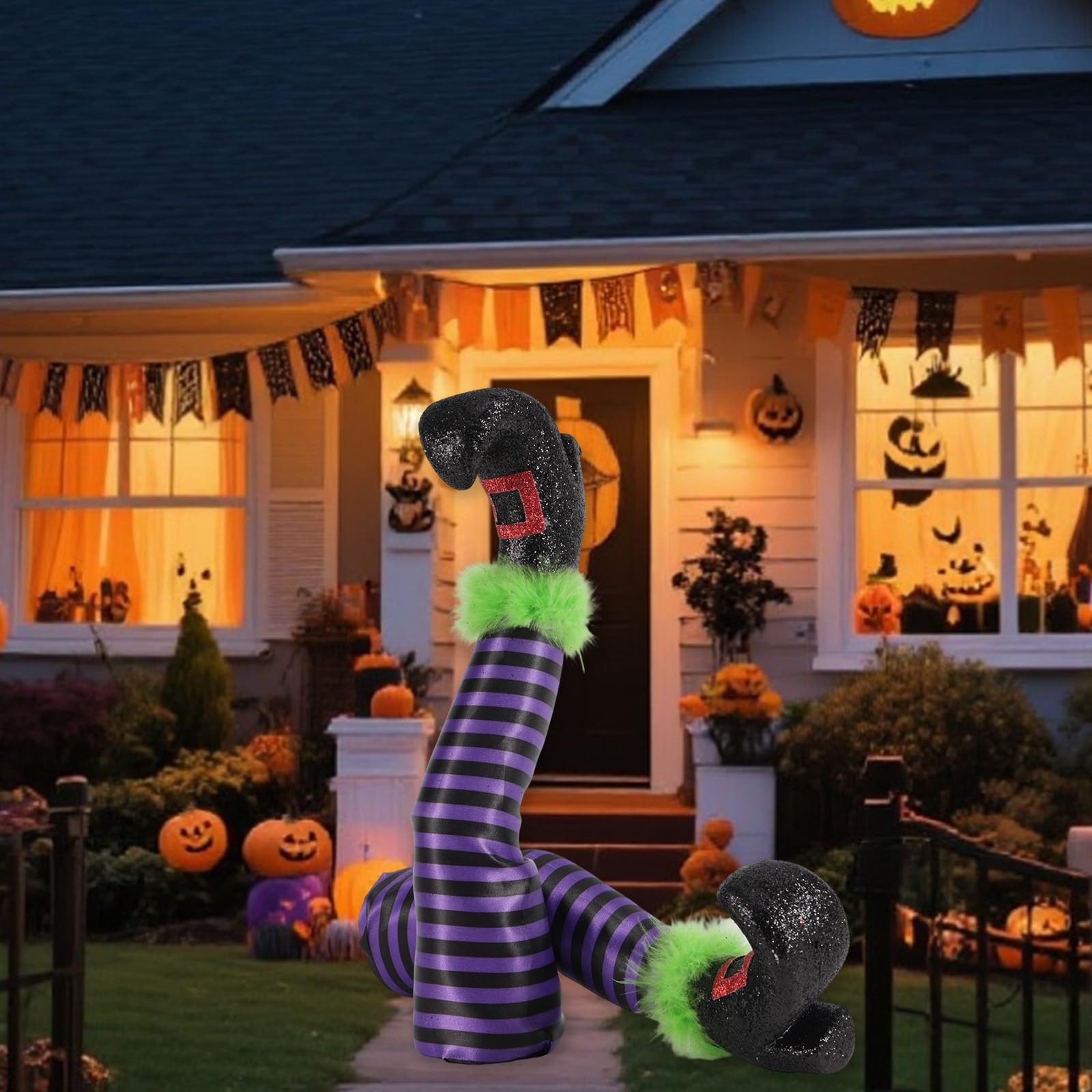 2 Pcs Halloween Witch Leg Decorations with 2 Rods, Upside Down 3D Witch Legs …