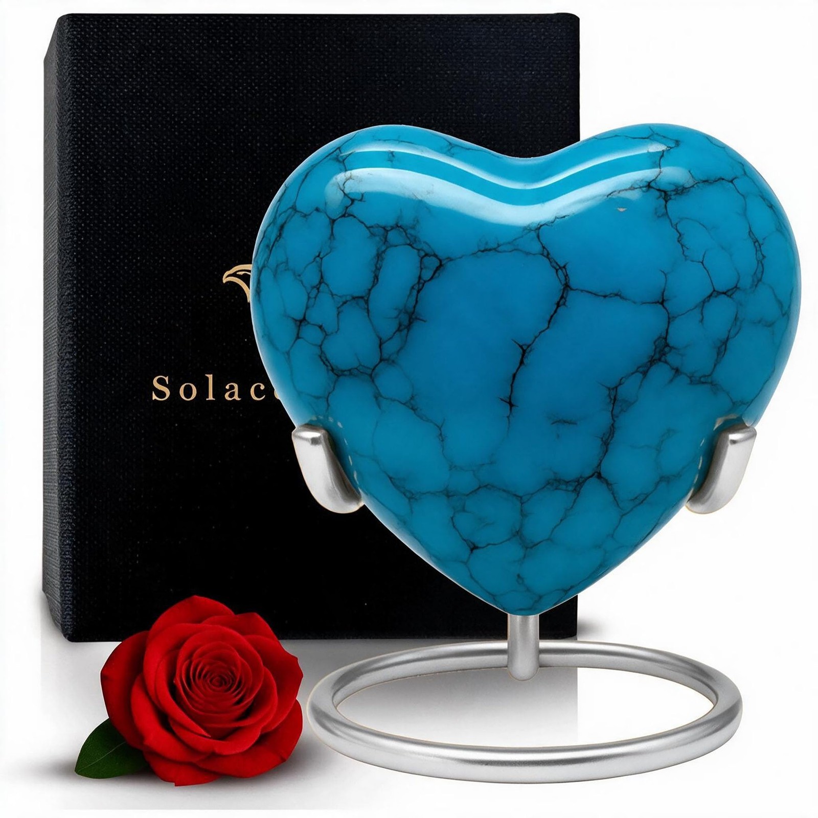 Small Urns for Human Ashes Keepsake – Heart Urn – Mini with Small, Blue