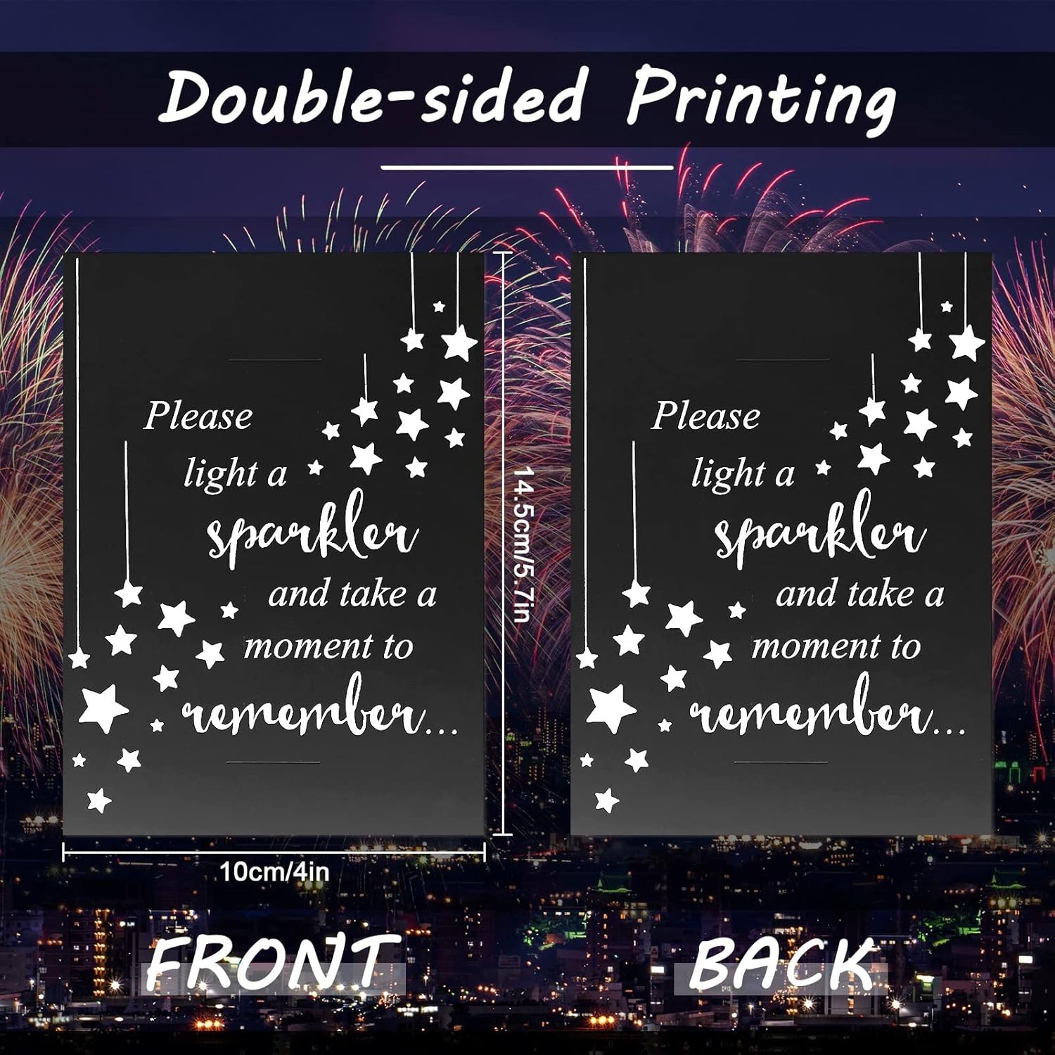 50 Pack Memorial Cards for Celebrations & Funerals – Double-Sided Black Star …