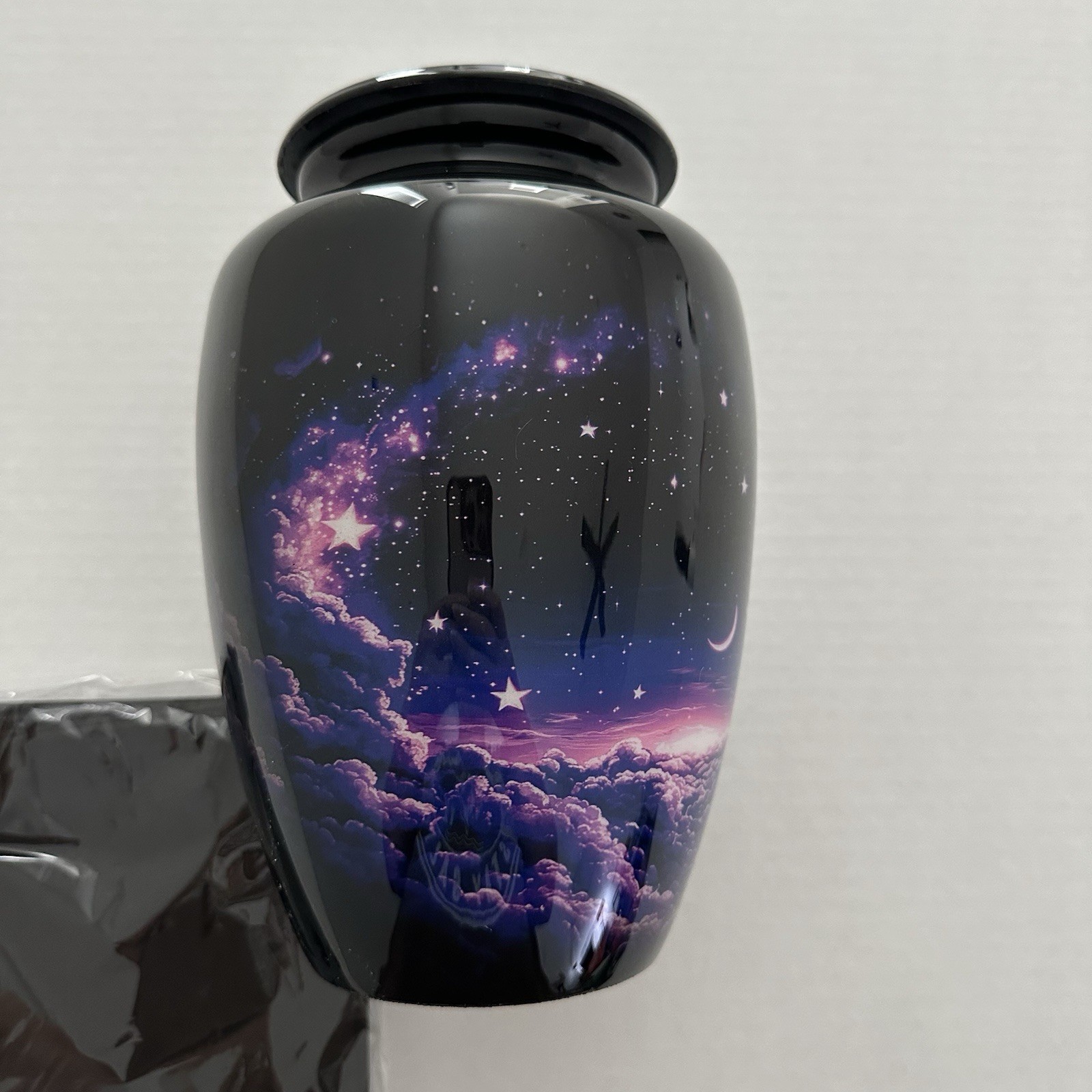 Large Cremation Urn for Adult Human Ashes Funeral Night Sky Stars Purple