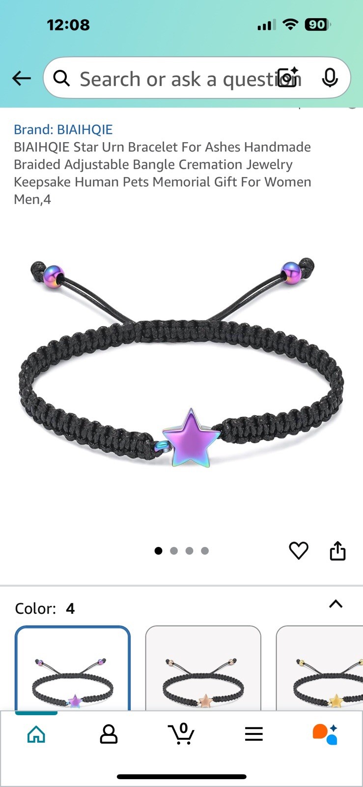 Star Urn Bracelet for Human Or Pet Memorial Cremation Jewelry