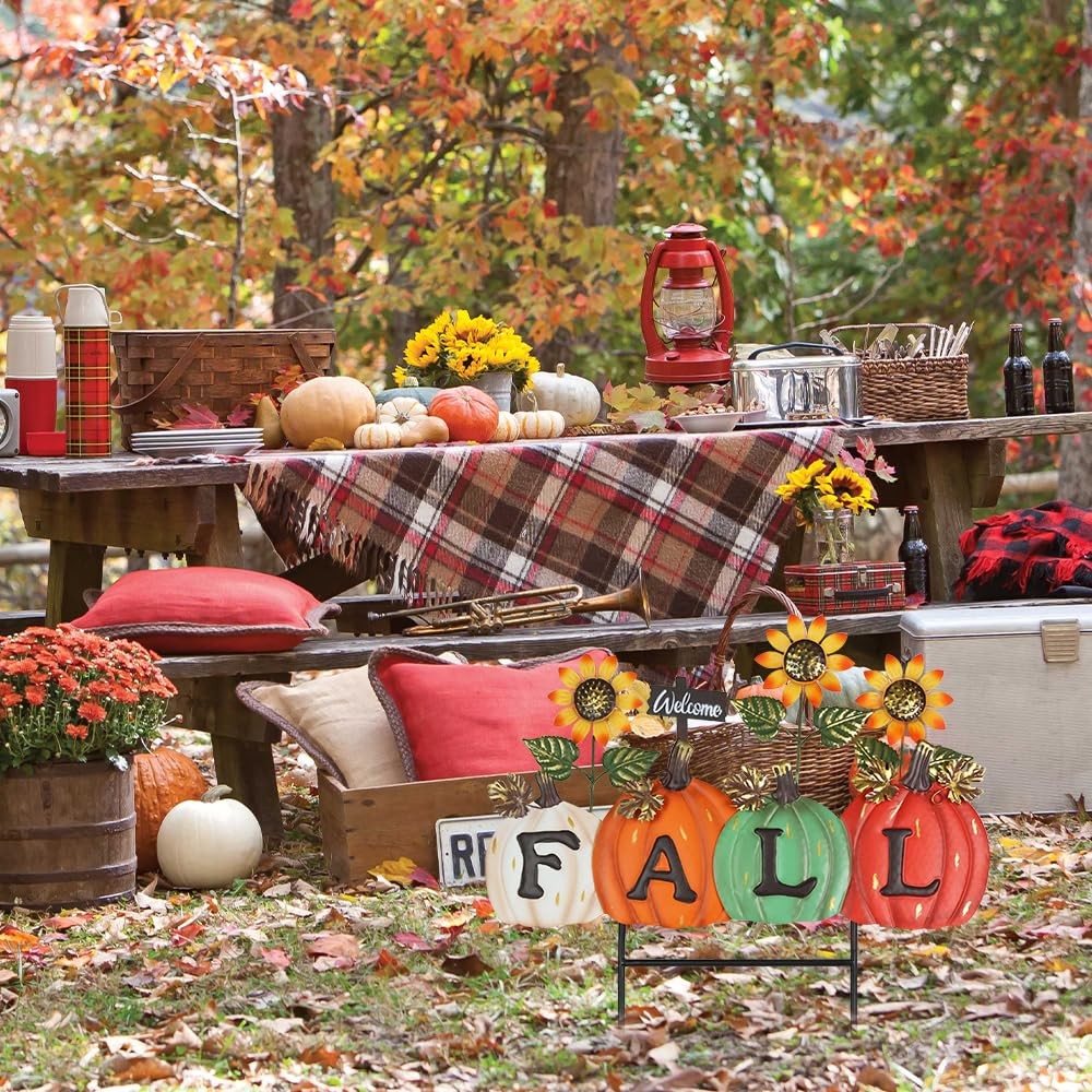 Fall Decorations Outdoor, Fall Letter Pumpkin Decorative Garden Stakes with S…