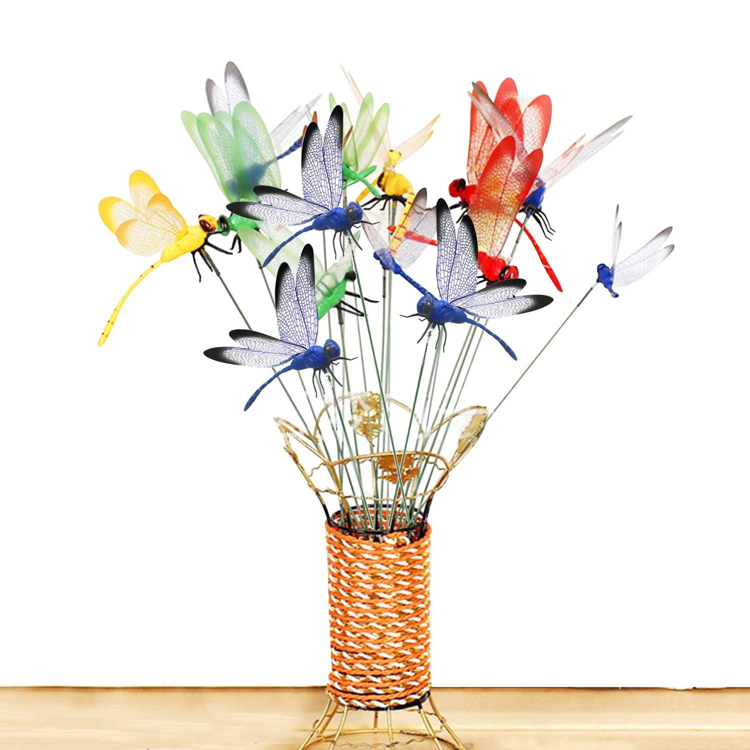 30 PCS Dragonfly Garden Stakes Indoor Outdoor Pot Decoration and Fairy Garden