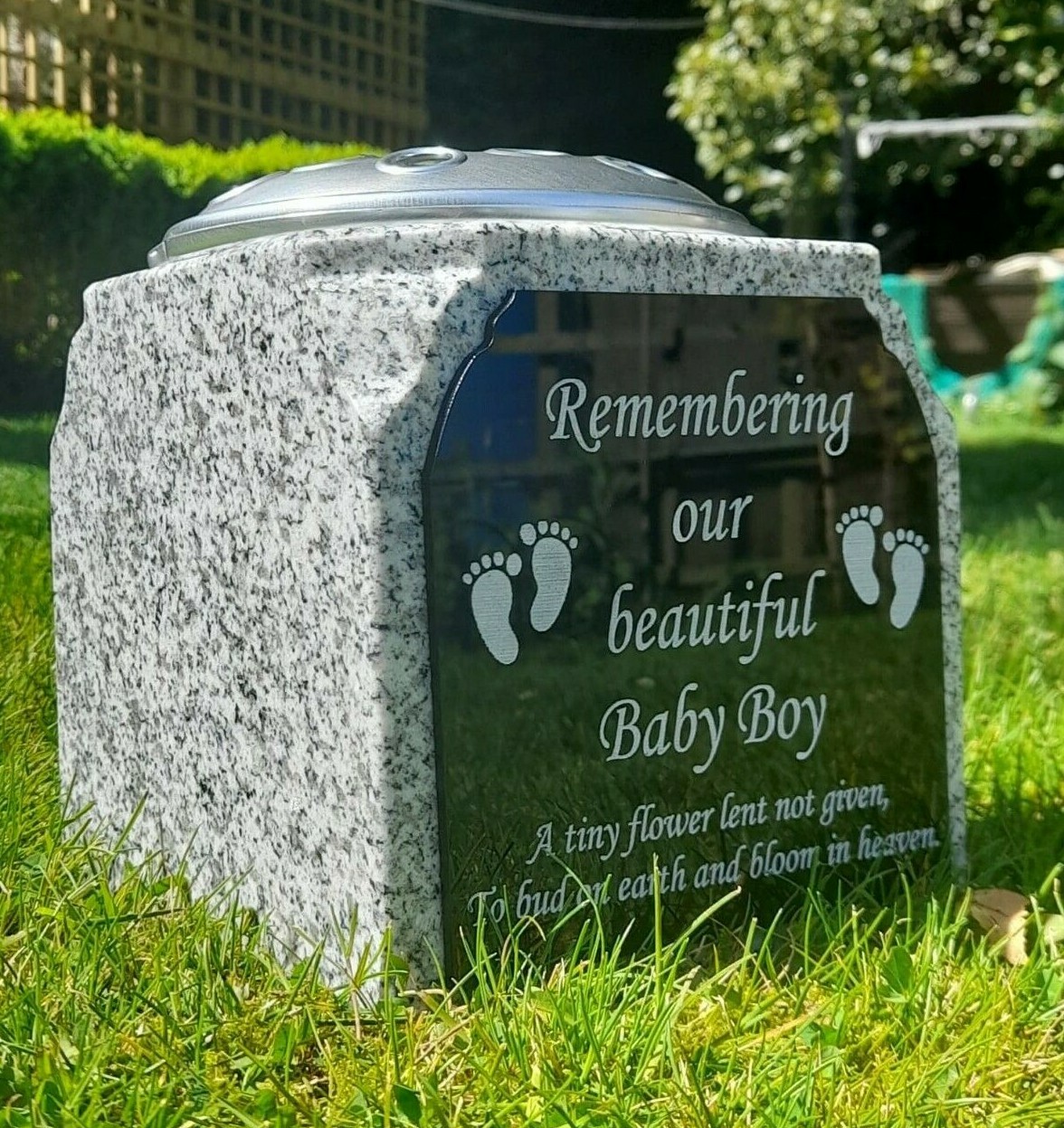 Personalised Granite Memorial Vase Grave Pot Flower Holder Cemetery Grave Vase