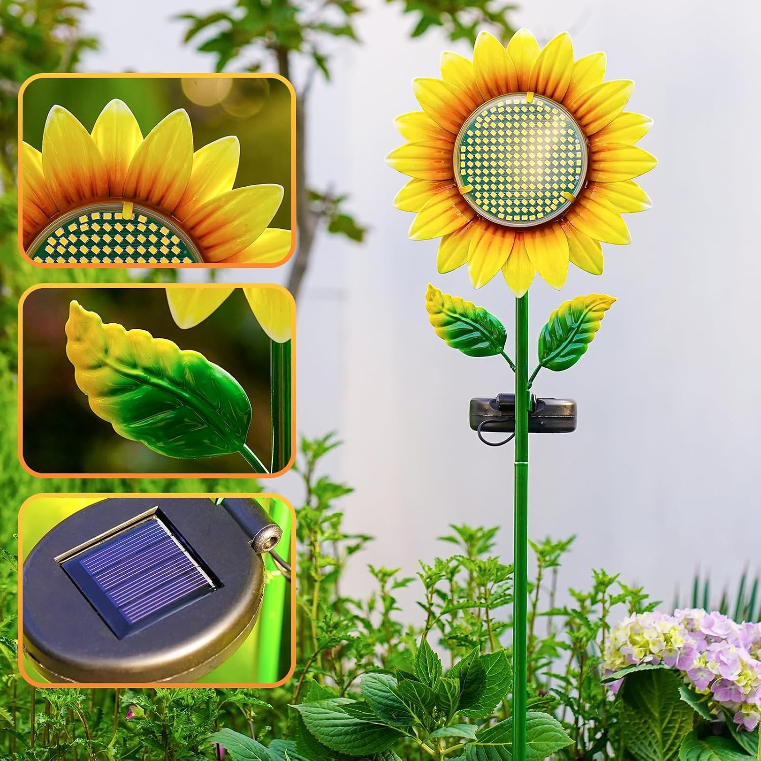 Solar Sunflower Garden Stake Lights, Yellow and Blue LED, Waterproof, Outdoor…