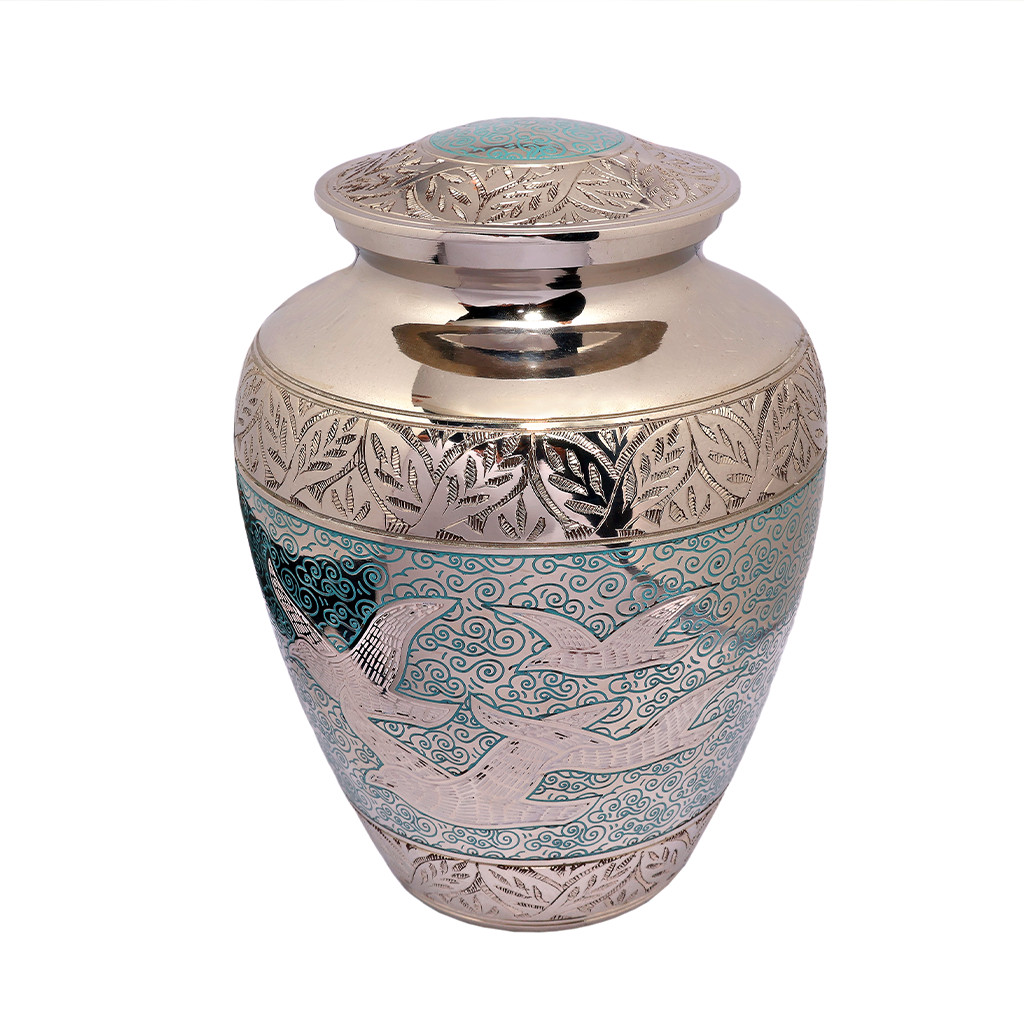Large Solid Brass Cremation Urn for Human Ashes Handcrafted Funeral Memorial Urn