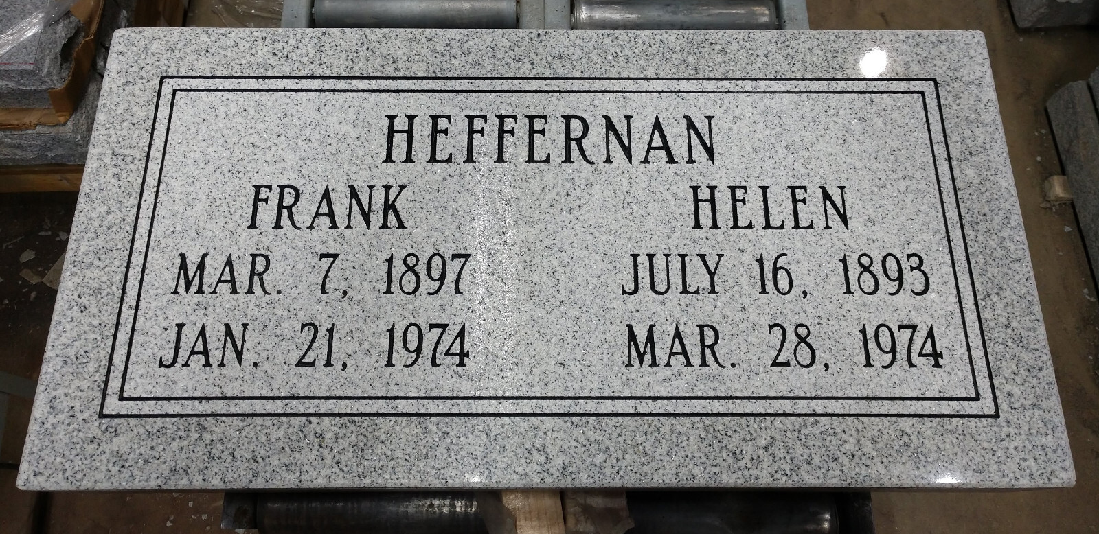 Granite Memorial Flat Companion Grave Marker Cemetery Funeral Gray 24″x12″x4″
