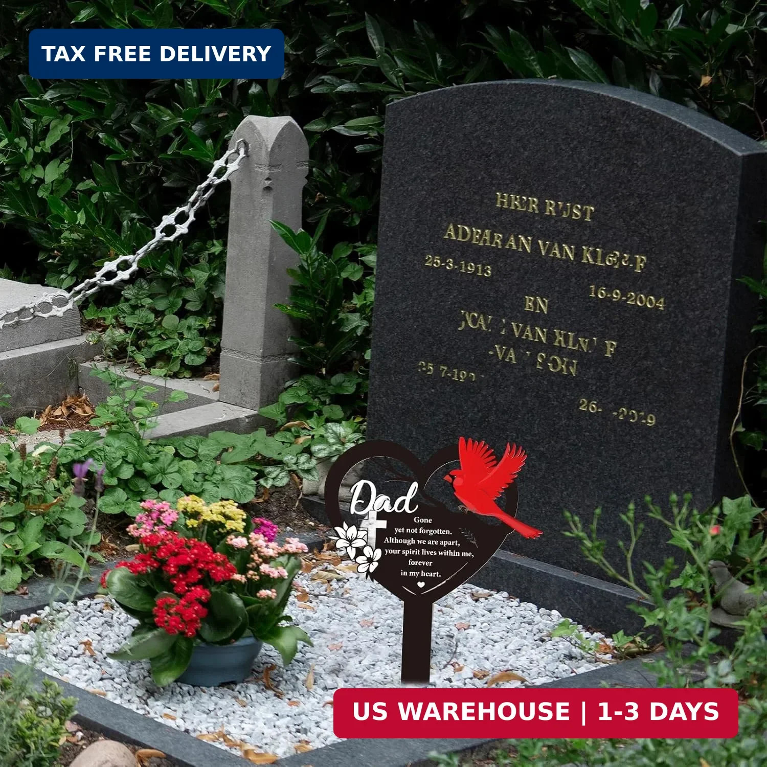 Rngmsi Dad Grave Decorations for Cemetery – Cardinal Grave Markers for Humans Fa