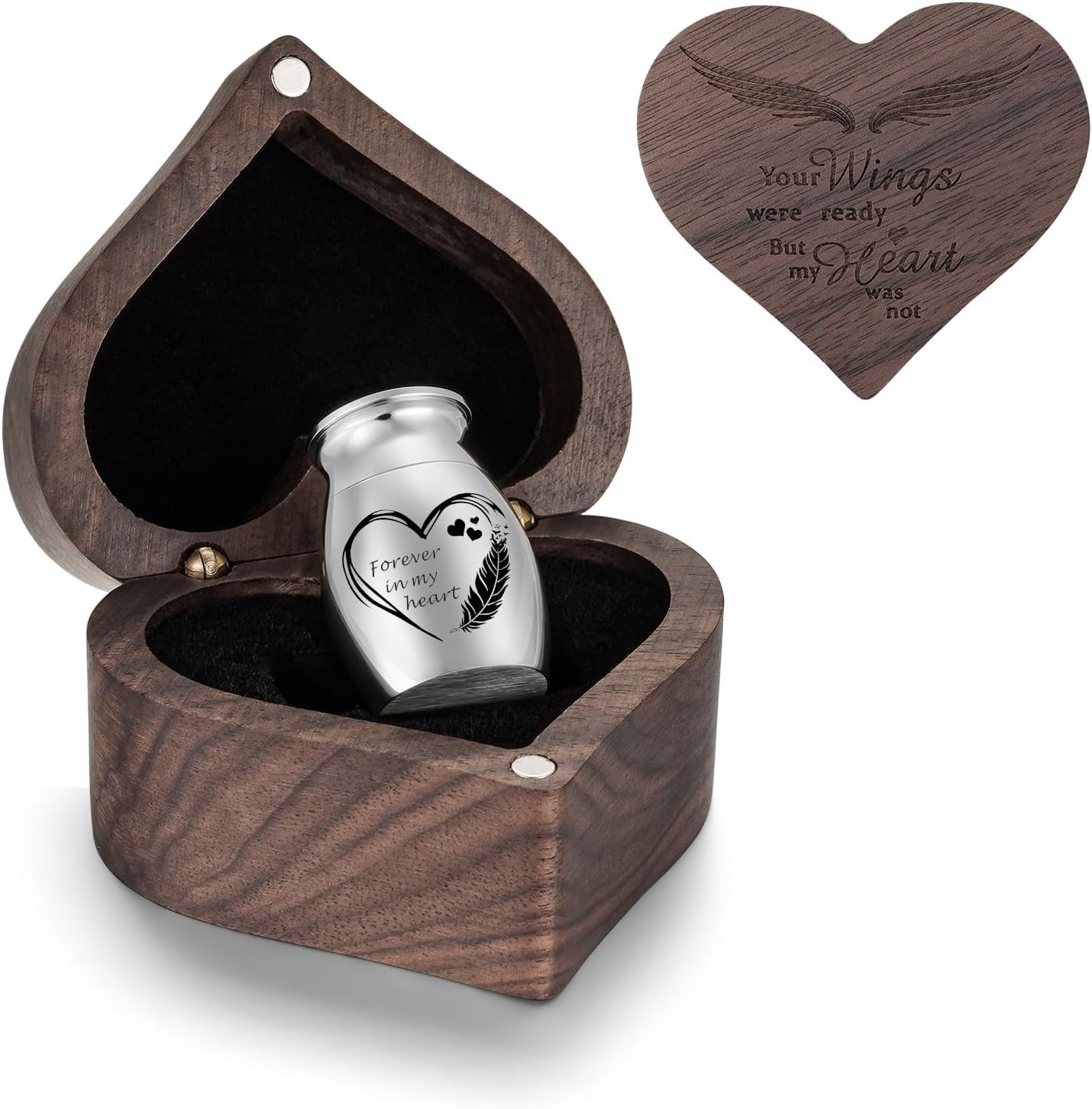Heart-Shaped Mini Cremation Urn – ‘Forever in My Heart’ Stainless Steel Keepsake