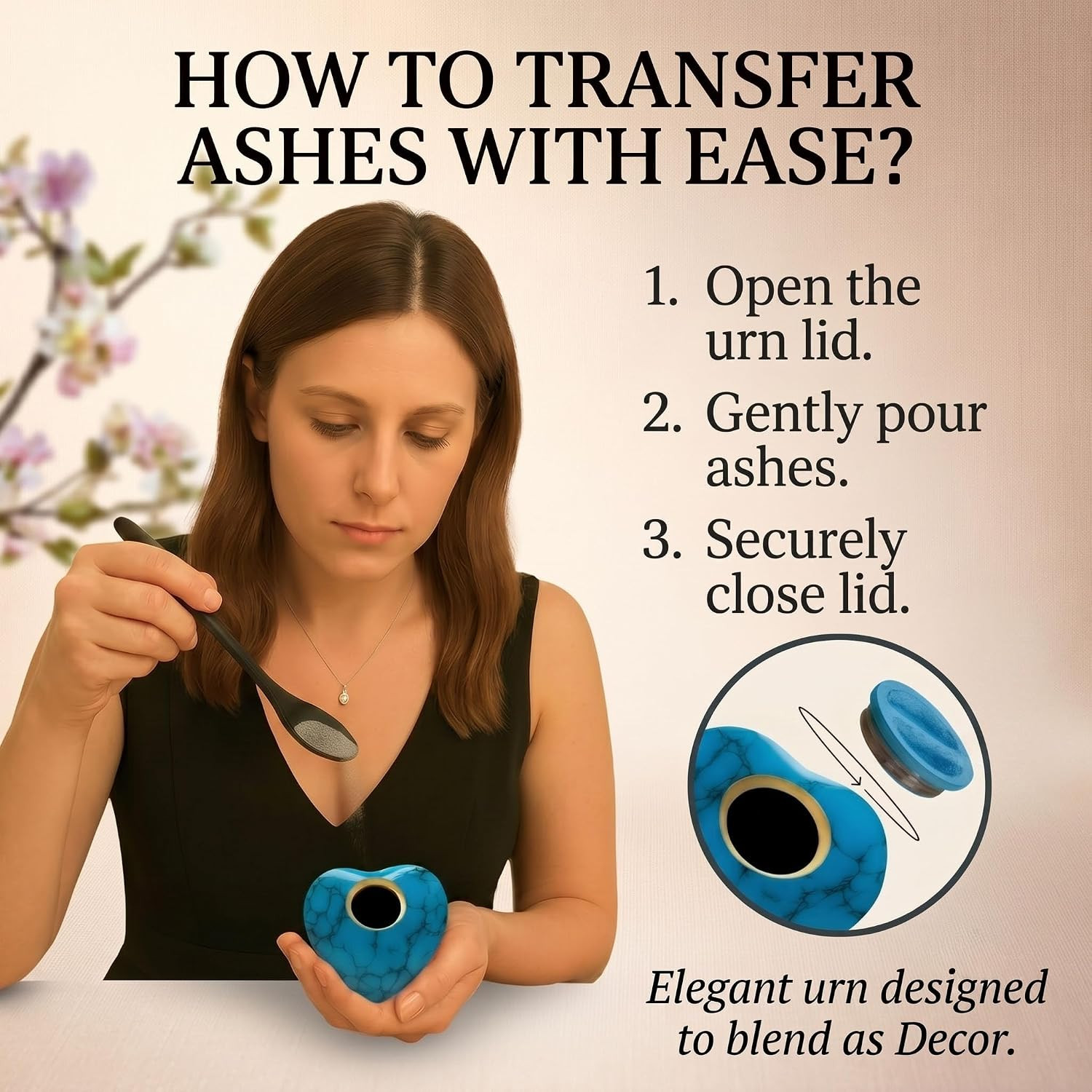 Small Urns for Human Ashes Keepsake – Heart Urn – Mini Urns with Stand & Box – a
