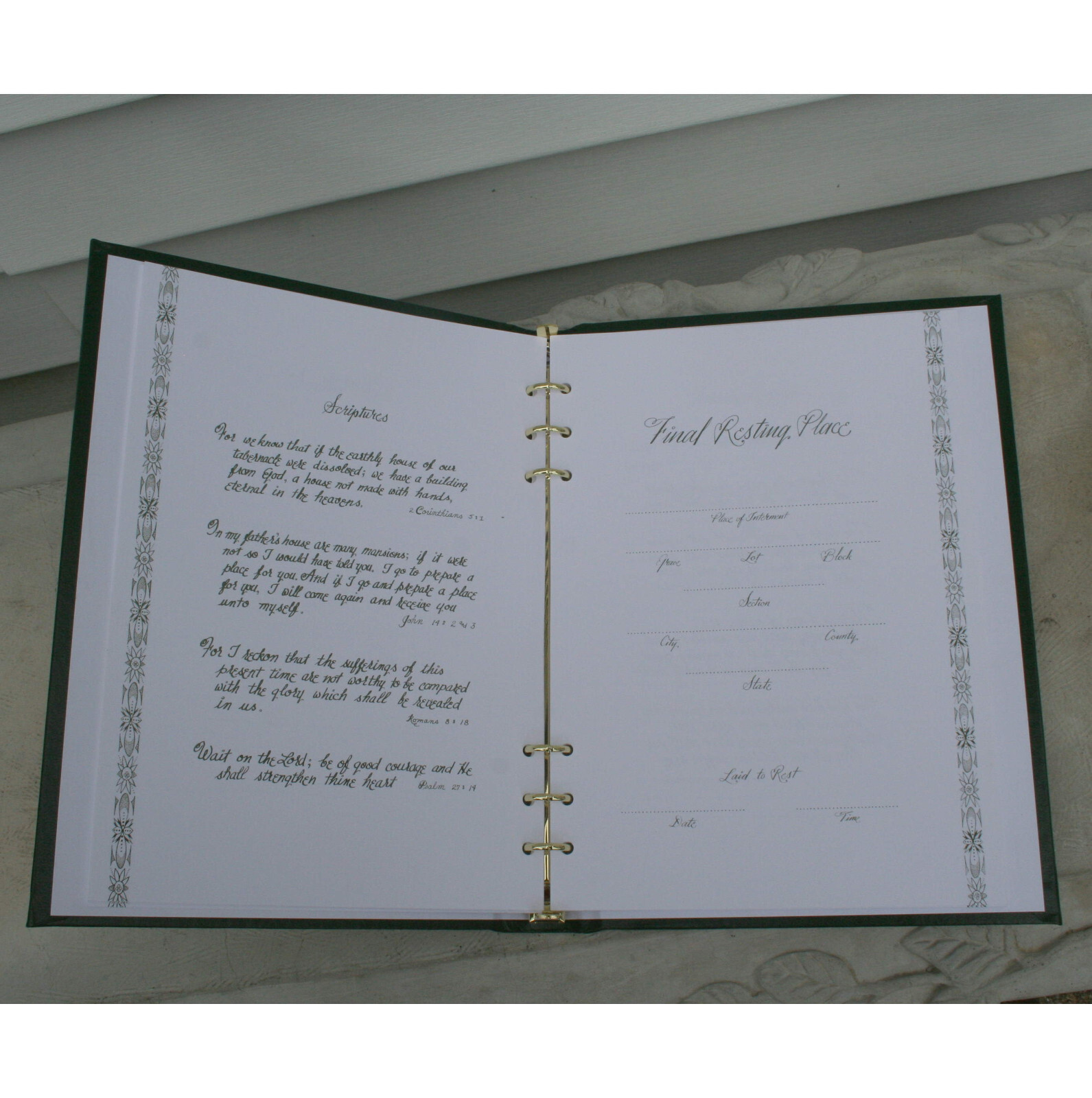 Funeral Memorial In Remembrance Green Register Guest Tribute Book