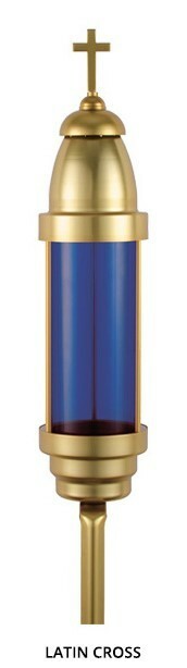 Latin Cross cemetery memorial light blue with offset spike