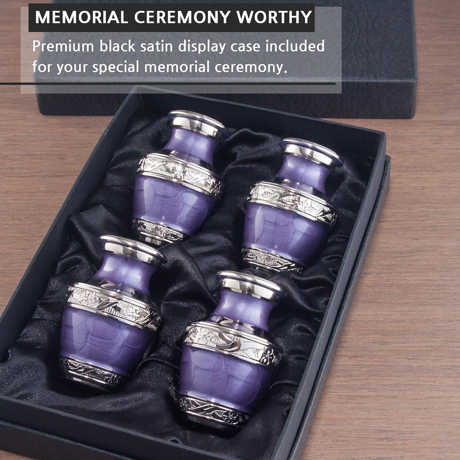 BOLD & DIVINE Small Silver Linings Purple Keepsake Urns for Human Ashes Handc…