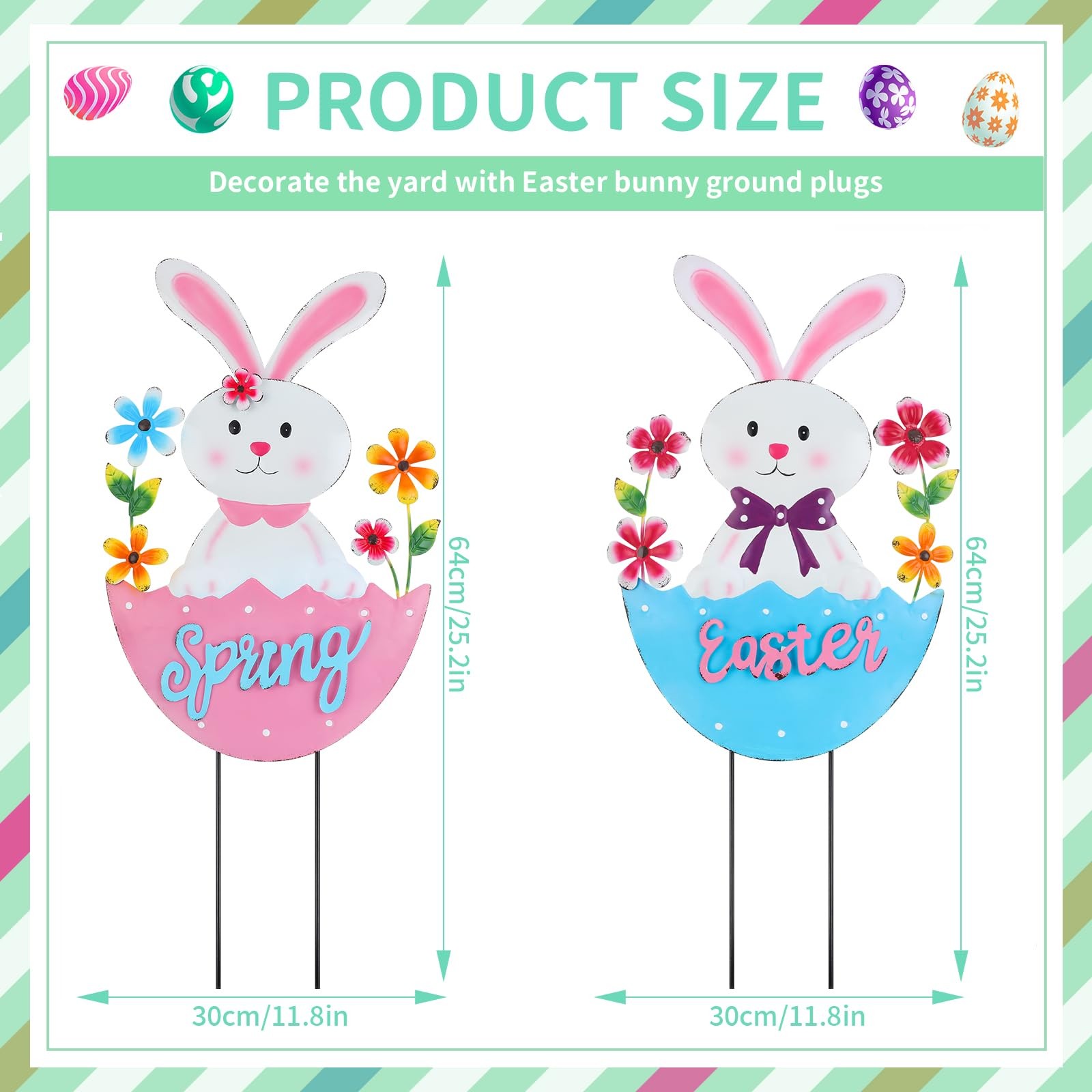 2 Pack Easter Rabbit Outdoor Decor – Spring Bunny Yard Signs with 3D Letters …