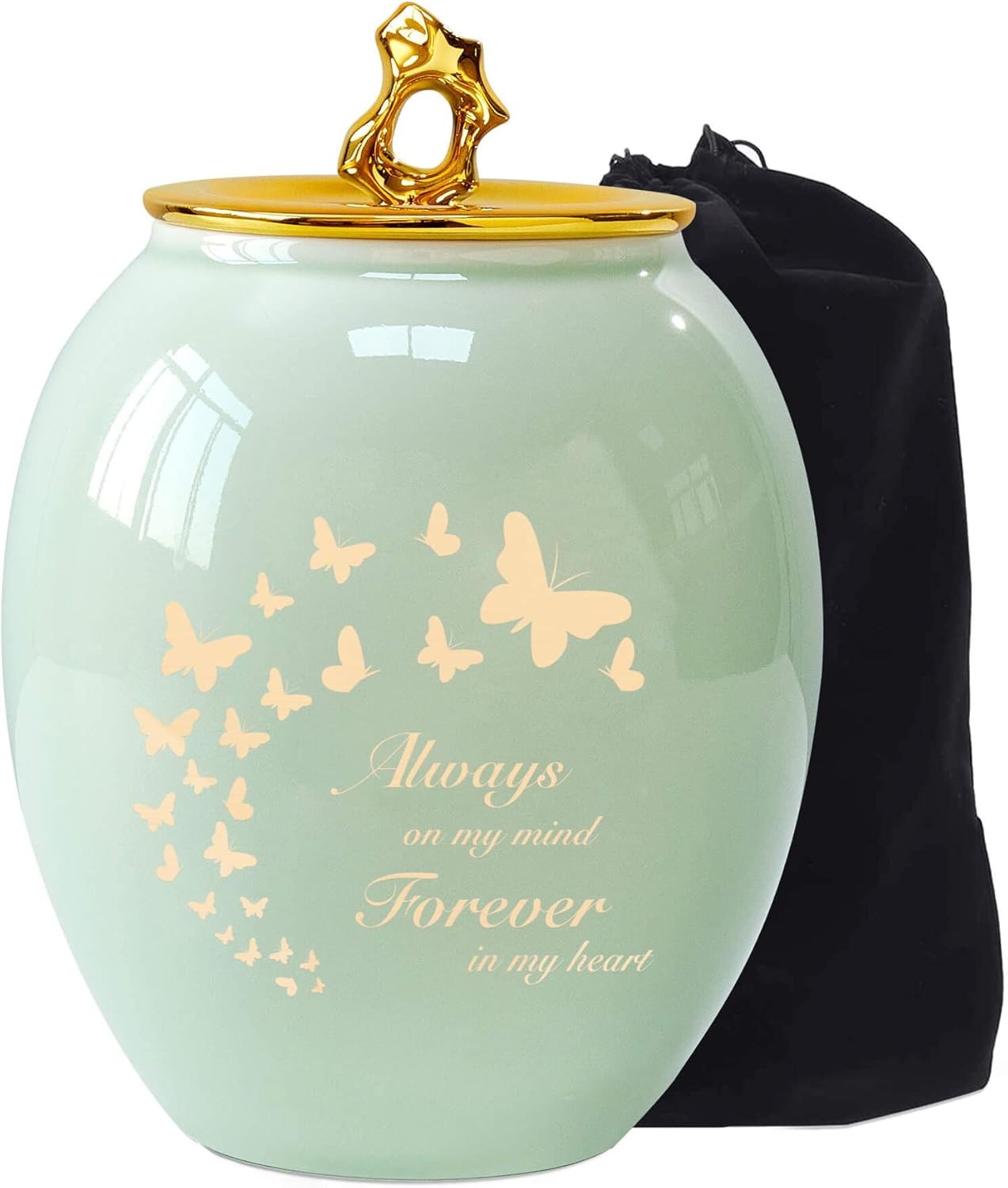LINES ARTE Medium Urns for Human Ashes, 6.7×5.2Inch Ceramic Medium Size Butterfl