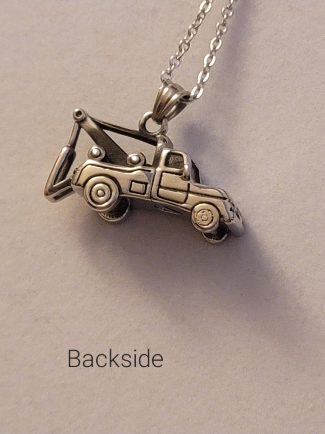 Silver Tow Truck Cremation Urn Necklace, Tow Truck Urn, Urn Necklace