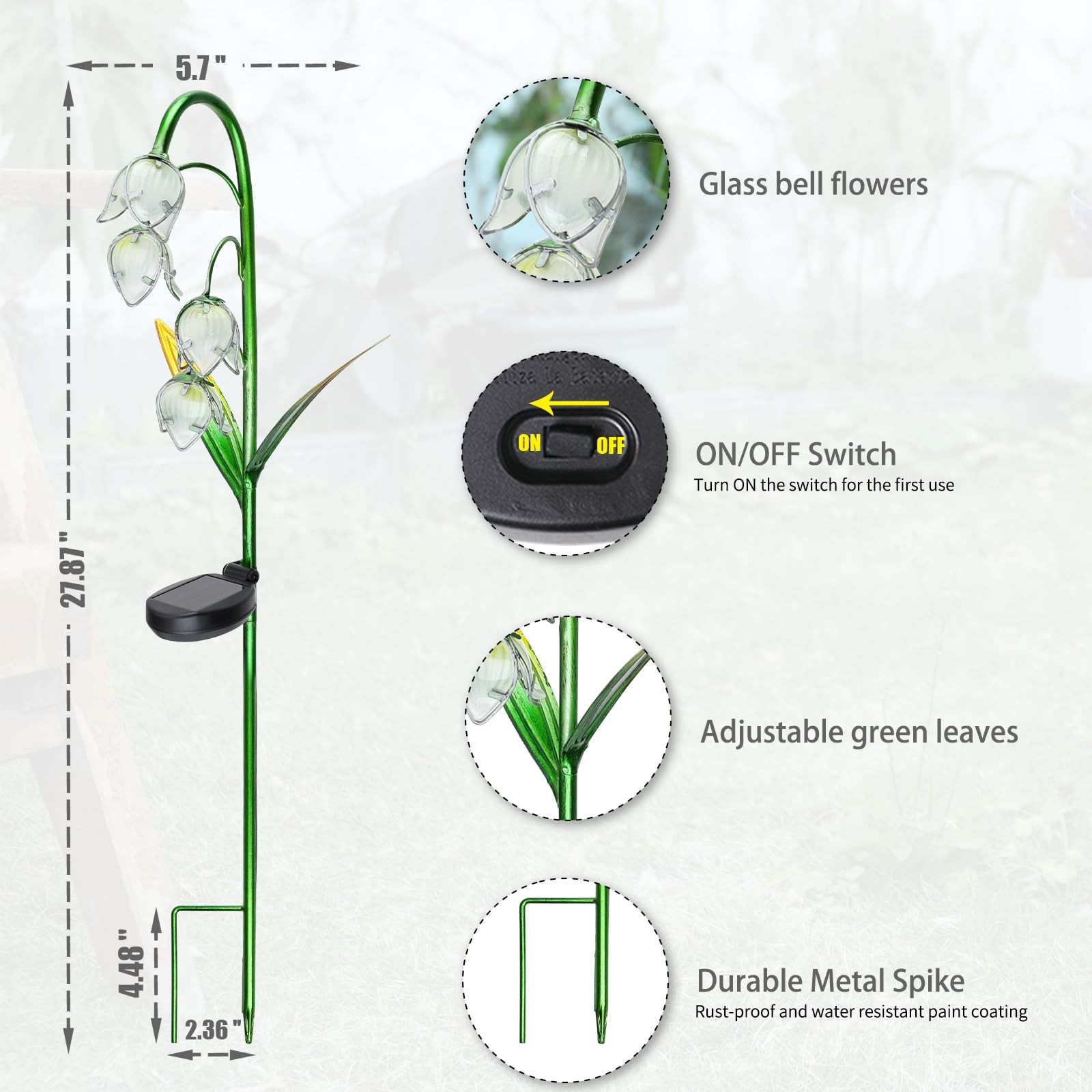 Solar Garden Decor Stake Outdoor Light Glass Flower Stake for Yard Lawn Decor…